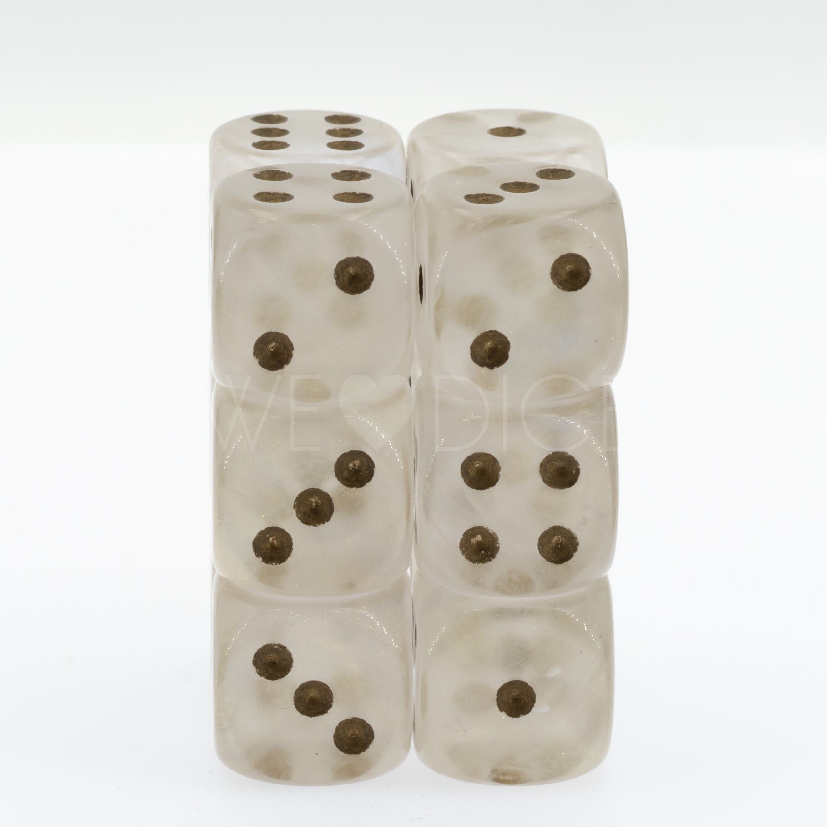 Translucent gold dust / gold 16mm D6 Dice Set  (12Pcs)