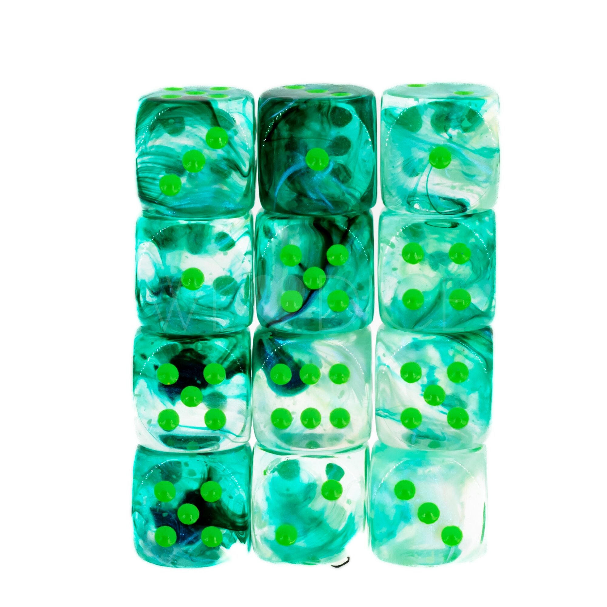 Borealis® Kelp / hellgrün 12mm W6 Würfel Set (36 Würfel)