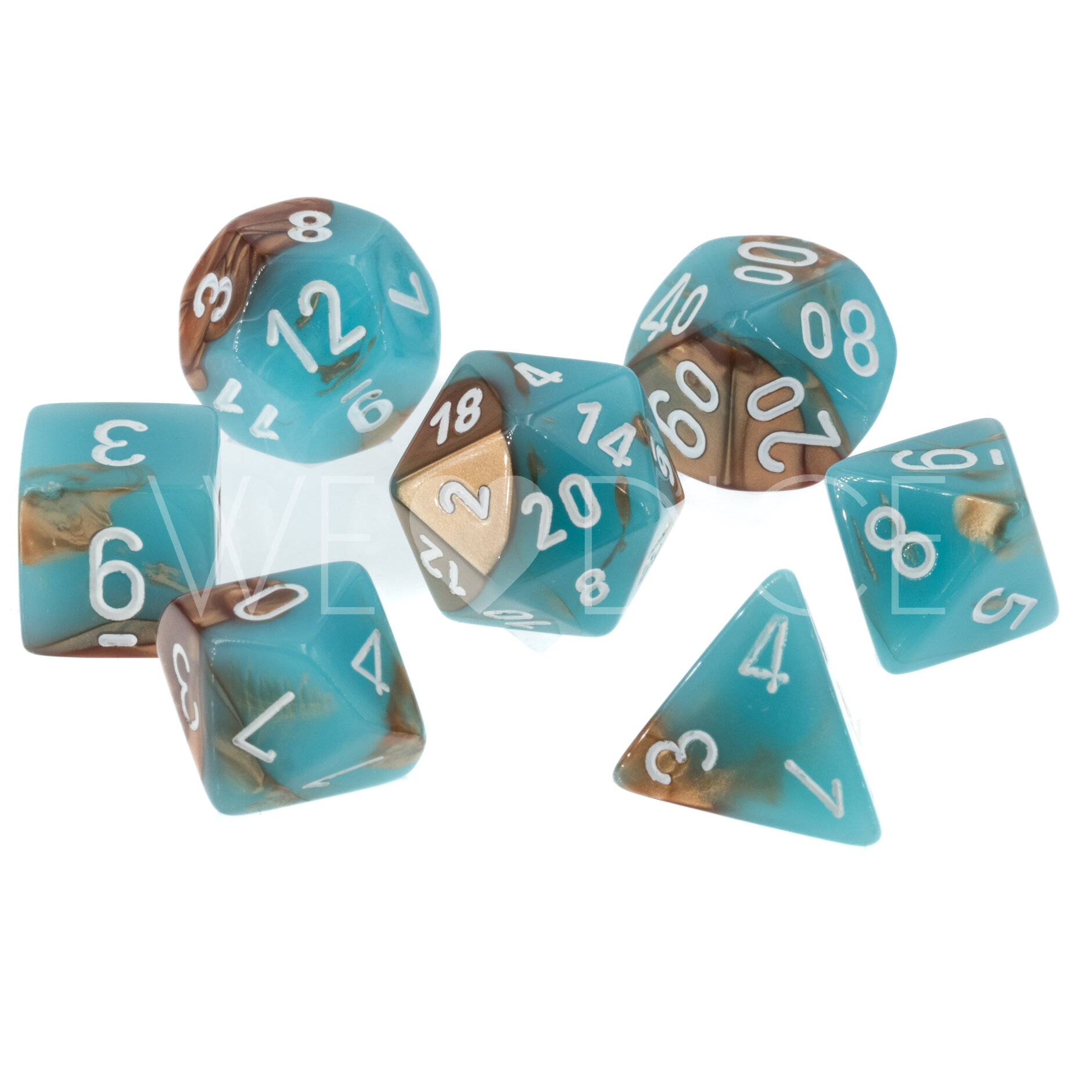 LabDice Gemini®, Luminary™ Copper-Turqoise/white  Set 7 Stück