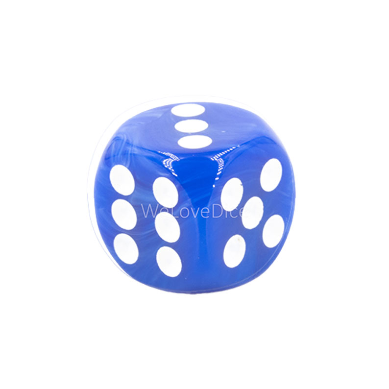 14mm  D6 Dice in jeans blue / white Marbled