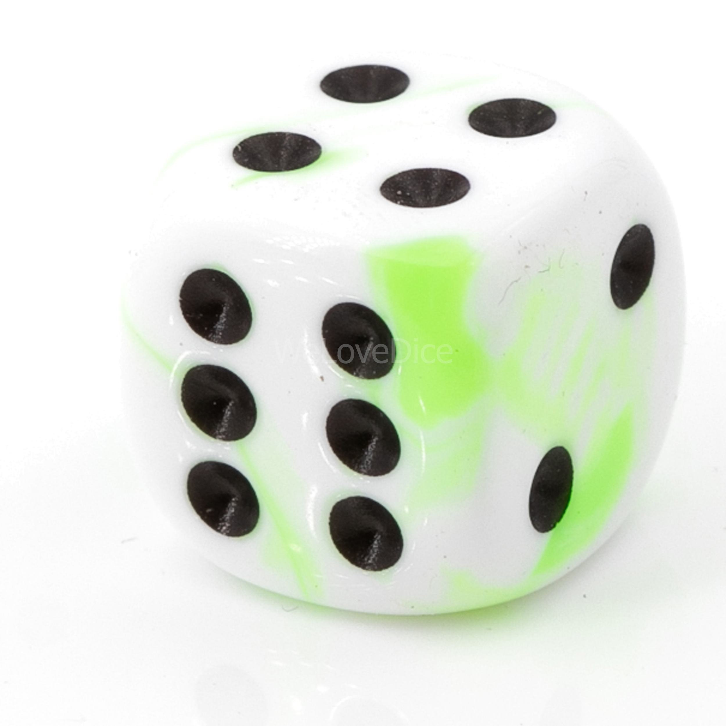16mm  D6 Dice in neon green / black