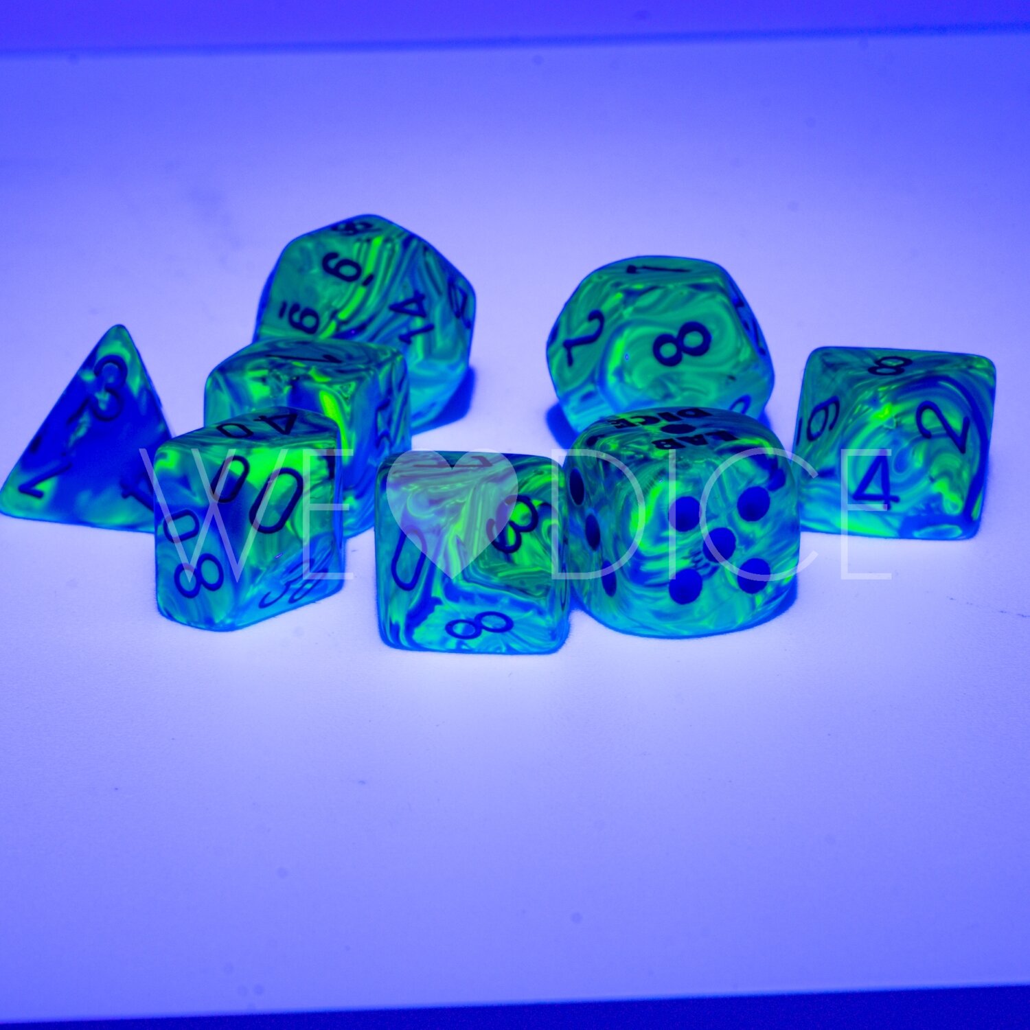 LabDice Festive® Garden/blue  Set 8 Stück