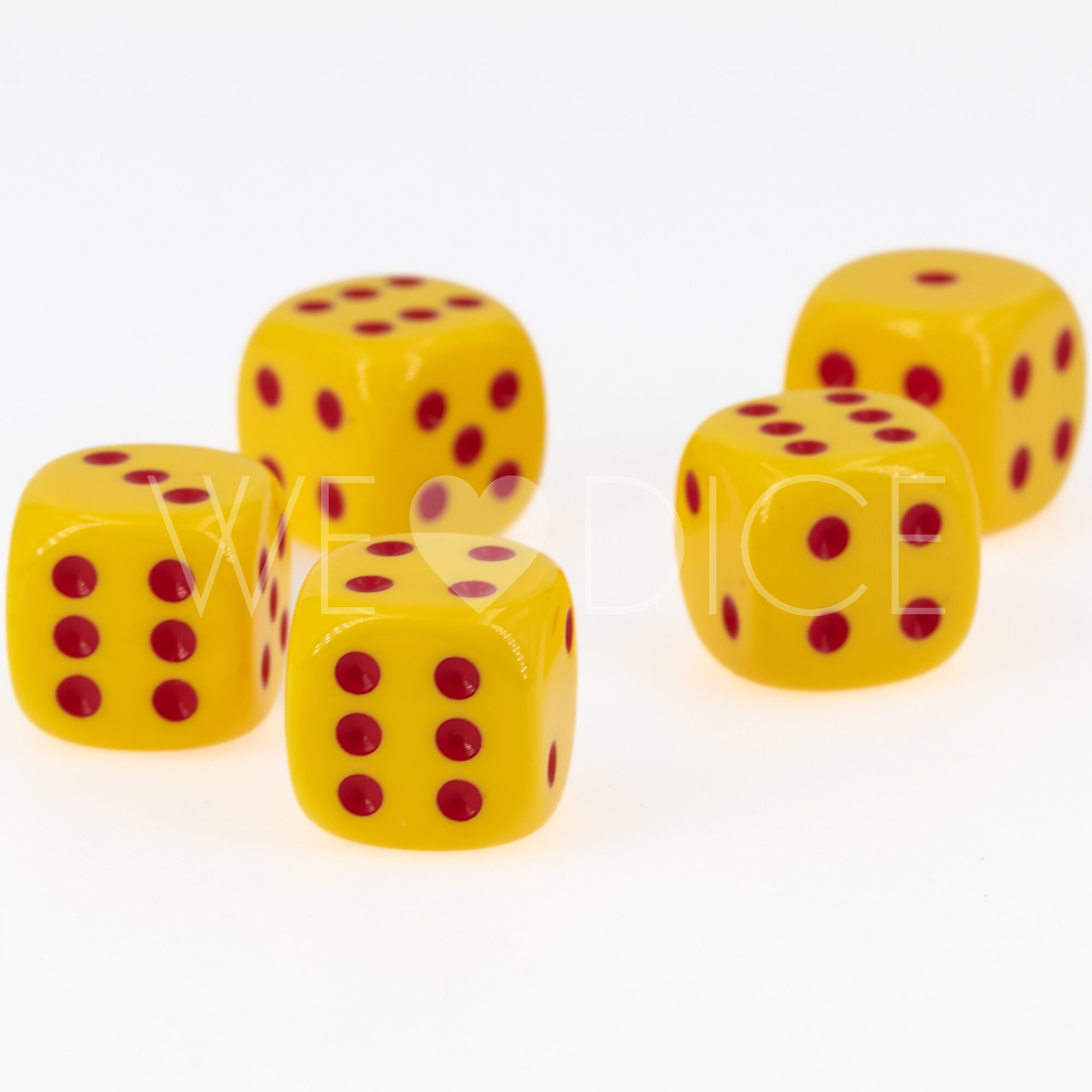 16mm  D6 Dice in yellow / red 