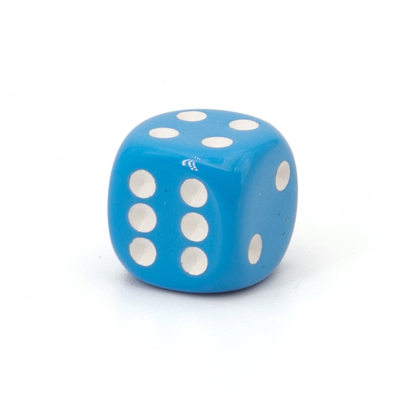 14mm W6 Würfel in hellblau / weiß