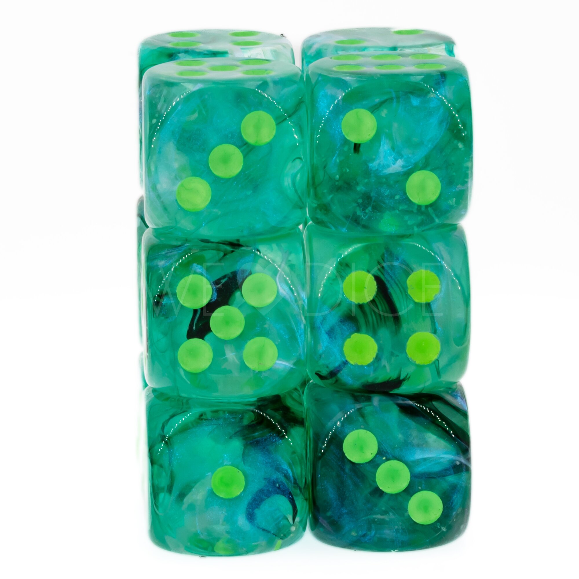 Borealis® Kelp / hellgrün 16mm W6 Würfel Set (12 Würfel)