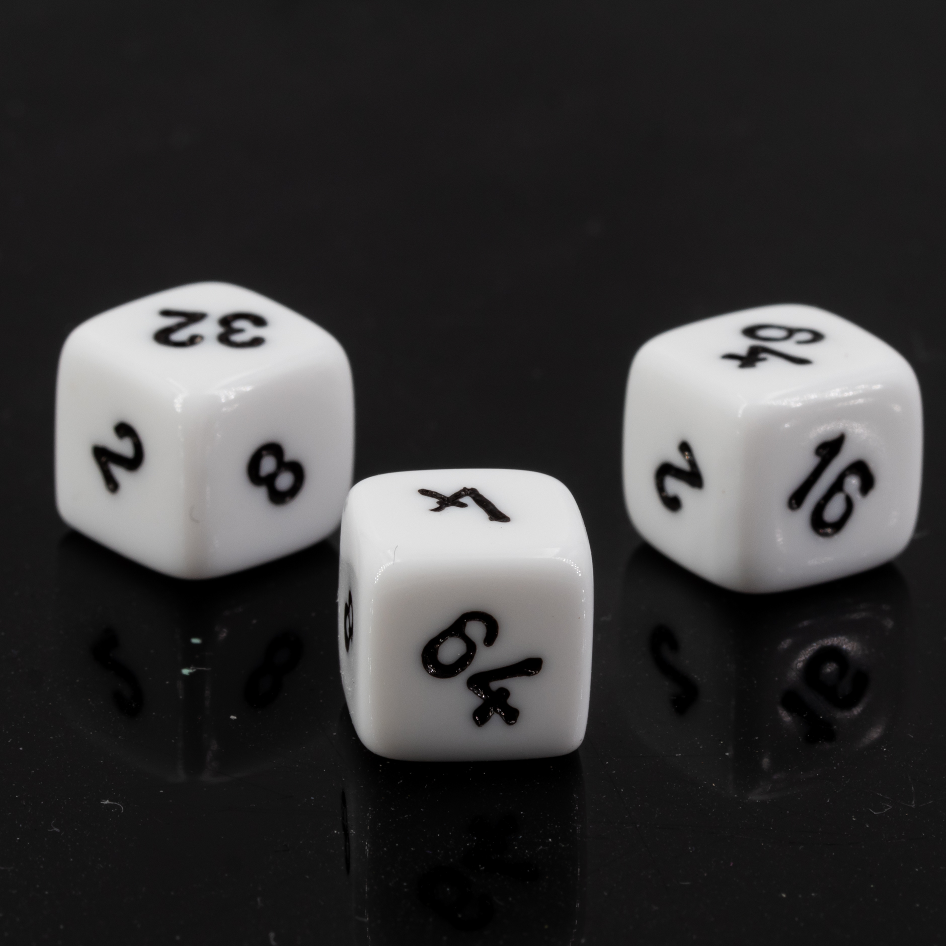 10mm  doubling cube in white / black opaque
