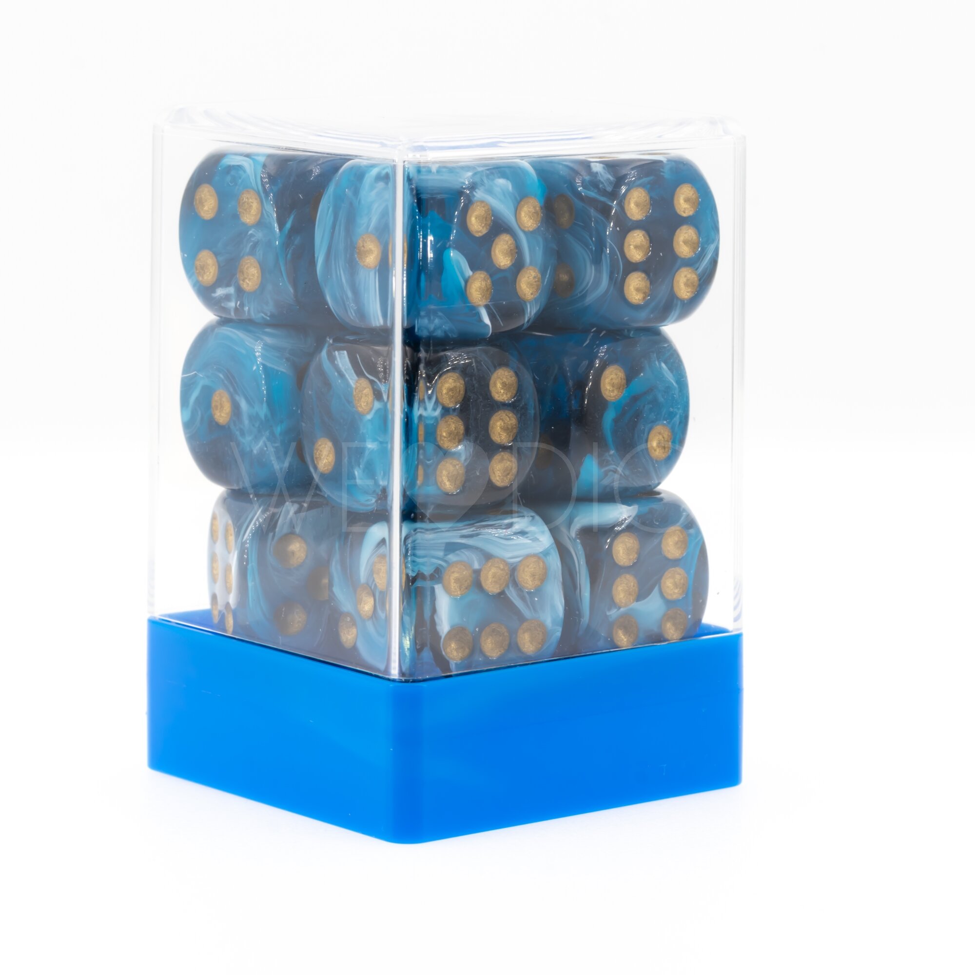 Maro midnight blue / gold 16mm D6 Dice Set  (12Pcs)