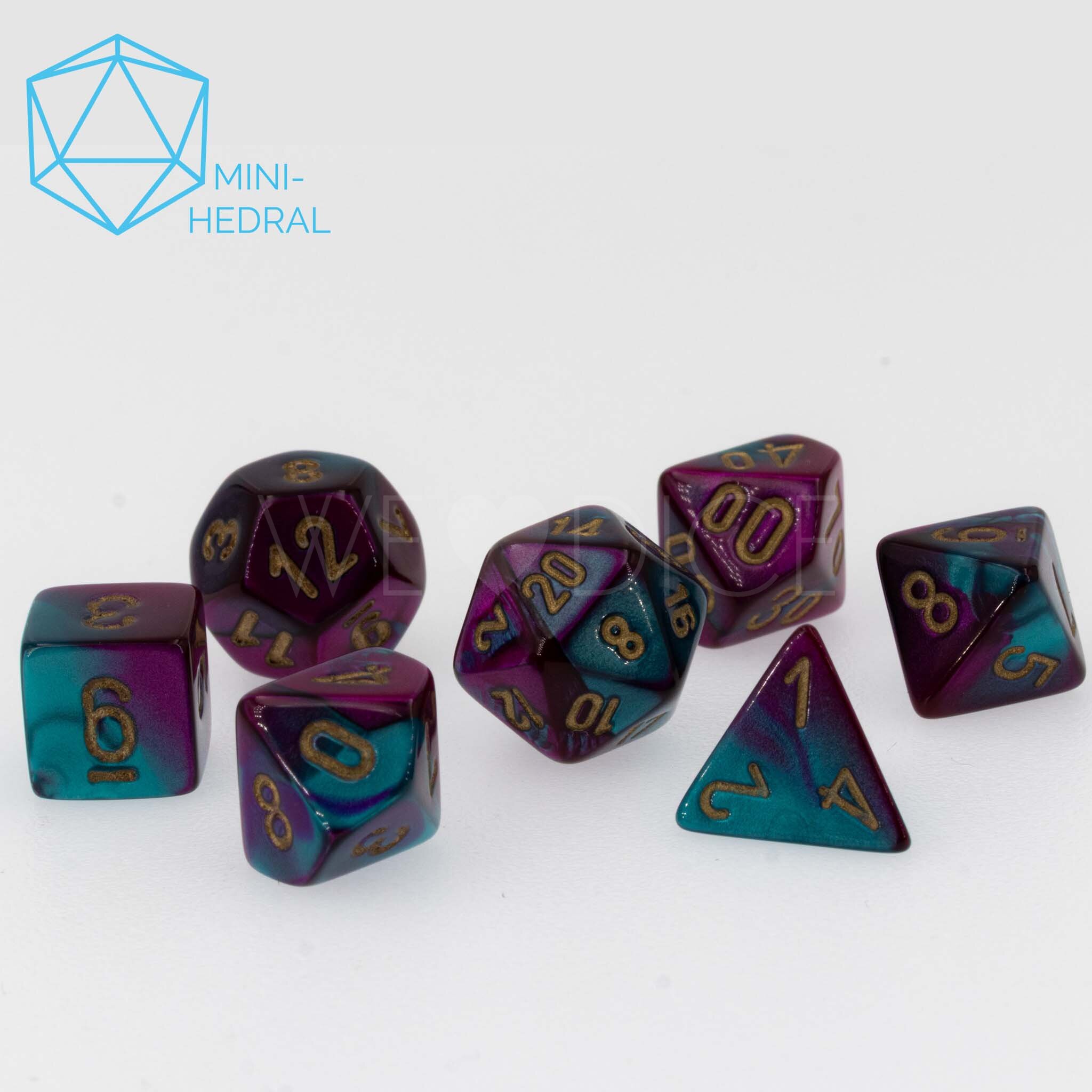 Mini-hedral Gemini® Polyhedral Lila-Blaugrün / gold 7-Würfel Set