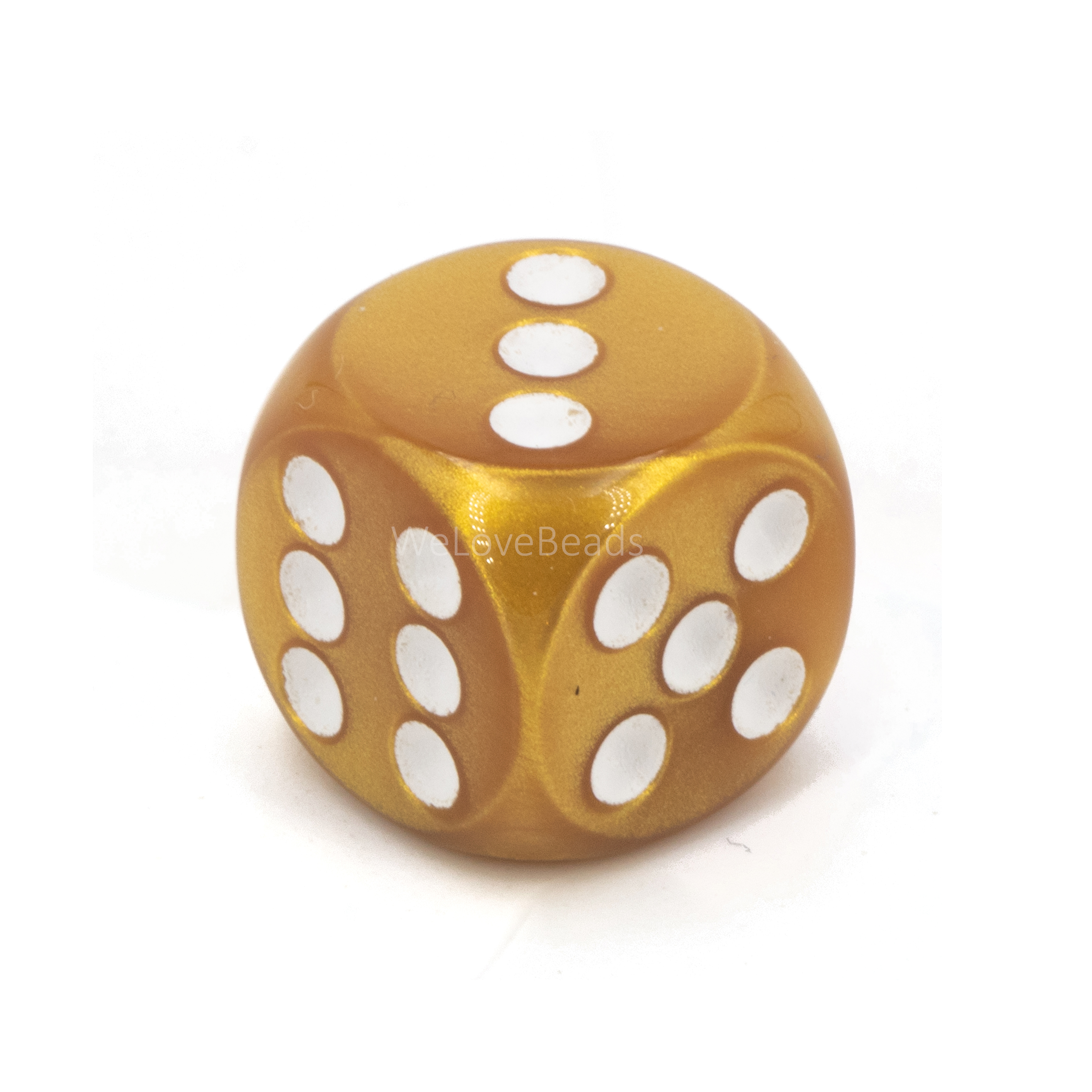 16mm  D6 Dice in golden yellow / white