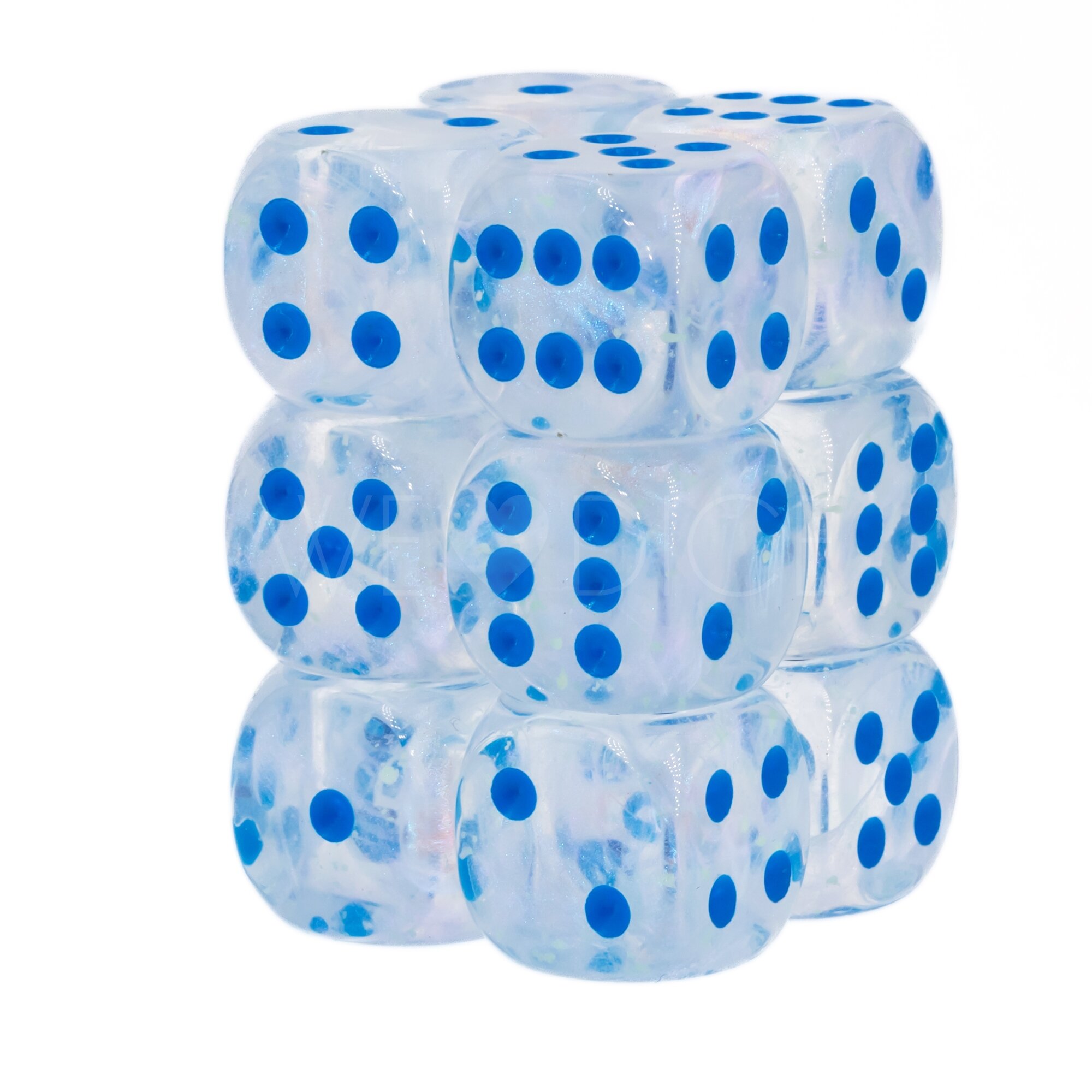 Borealis® Icicle™ / hellblau 16mm W6 Würfel Set (12 Würfel)