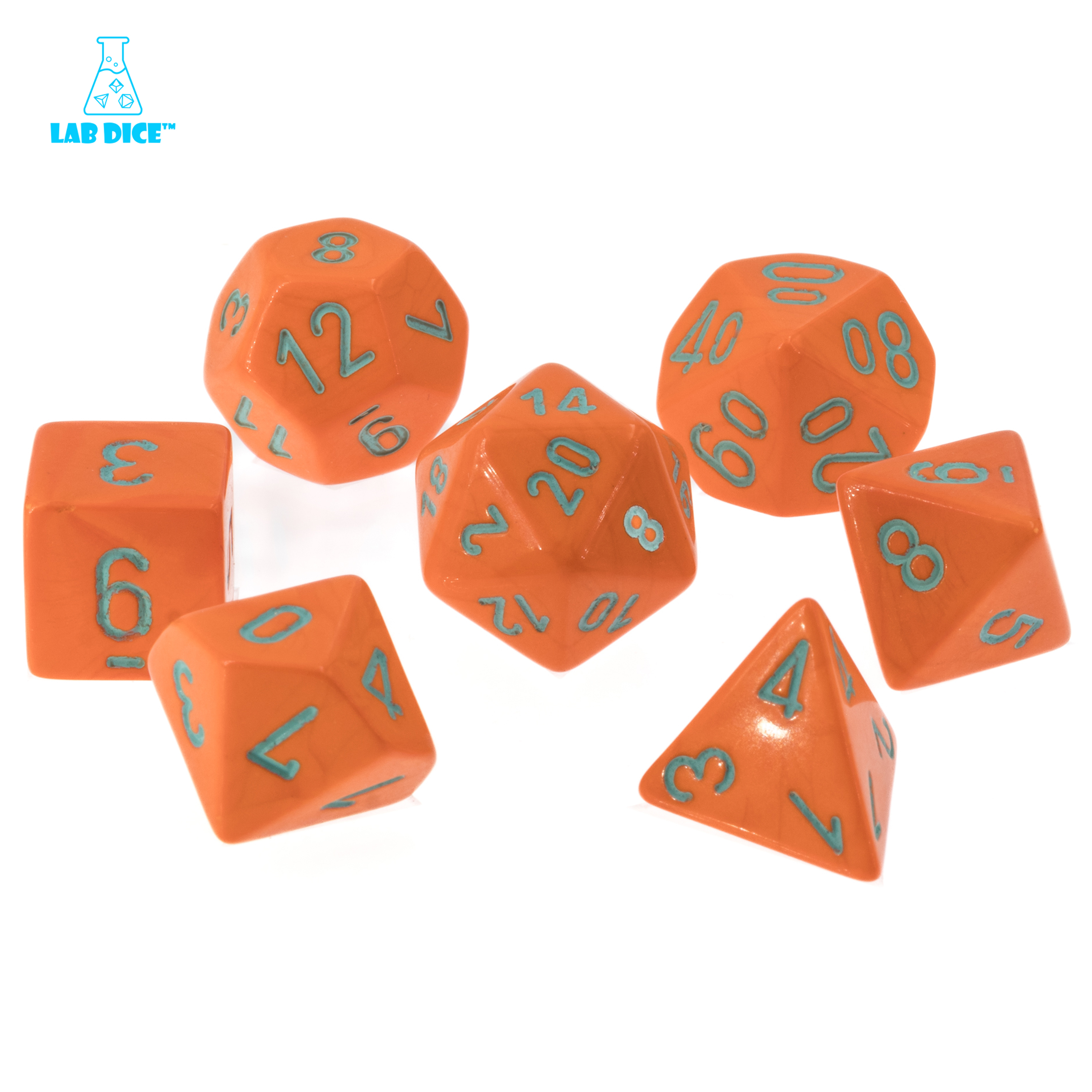LabDice Heavy Orange/turqoise  Set 8 Stück