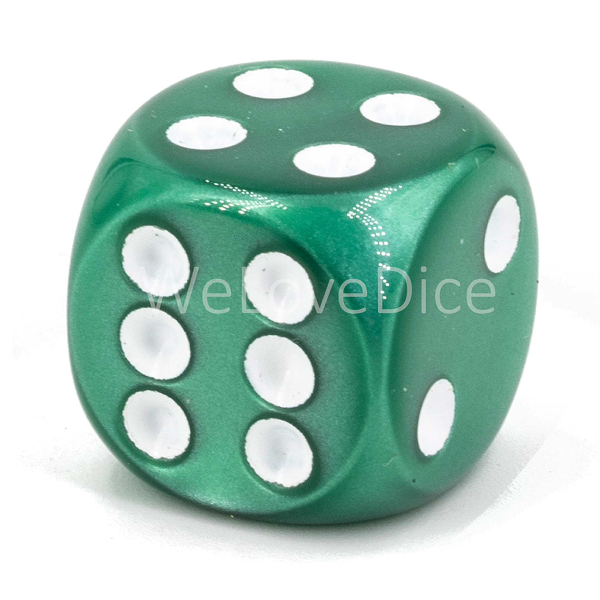 22mm  D6 Dice in green / white Silk