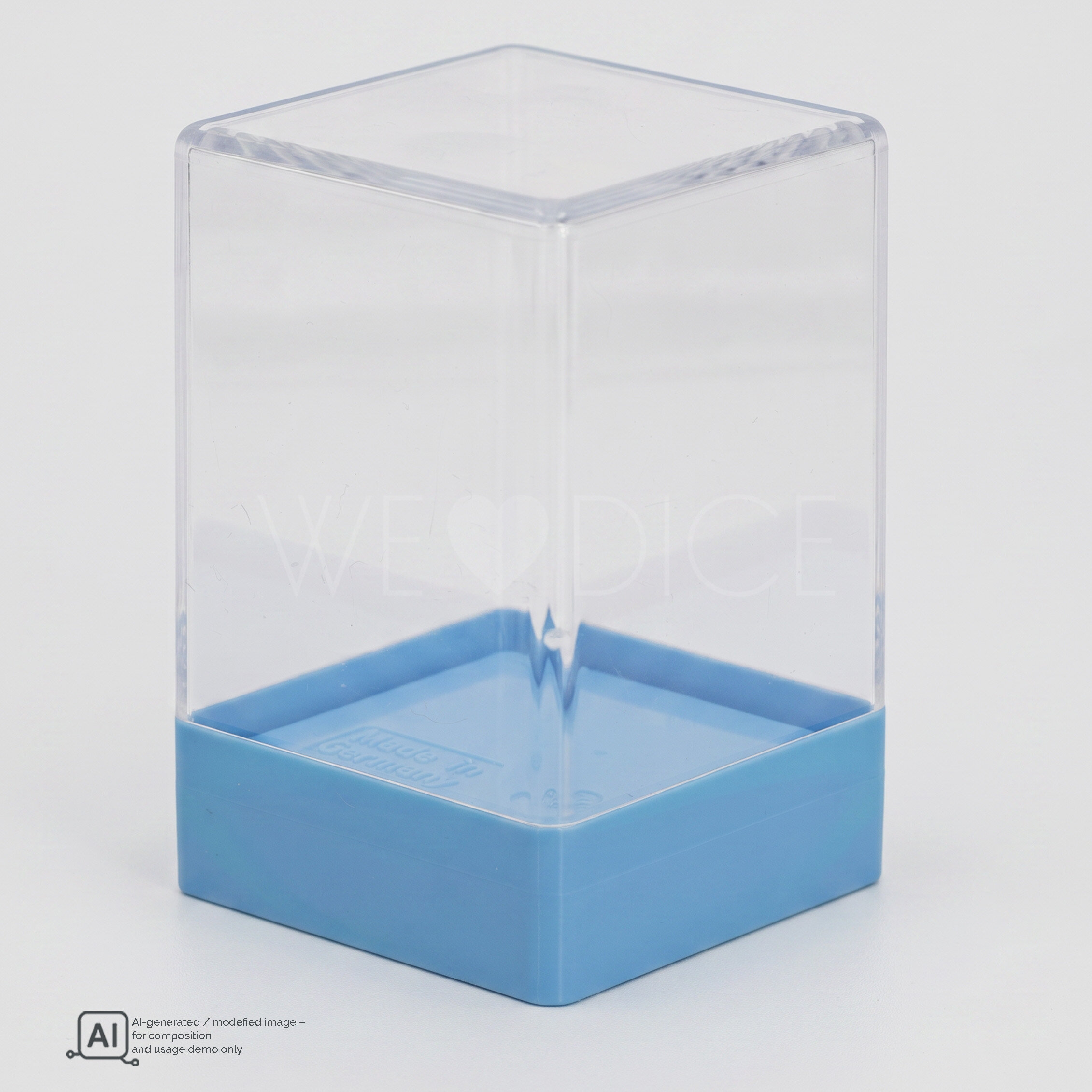 Würfelbox Transparent mit Boden in Himmelblau