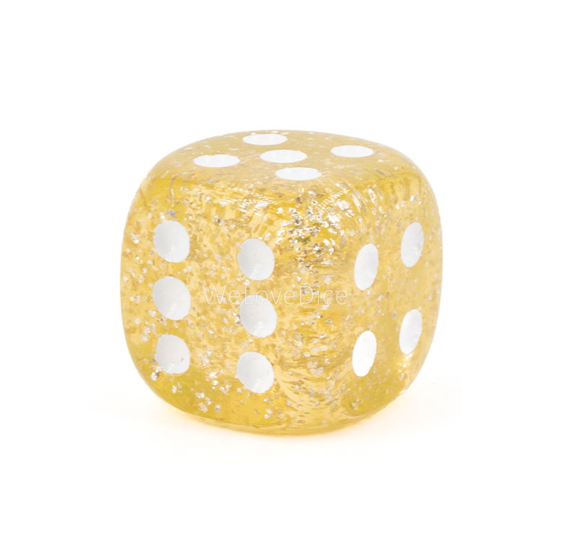 16mm W6 Würfel in glitter gold / weiß