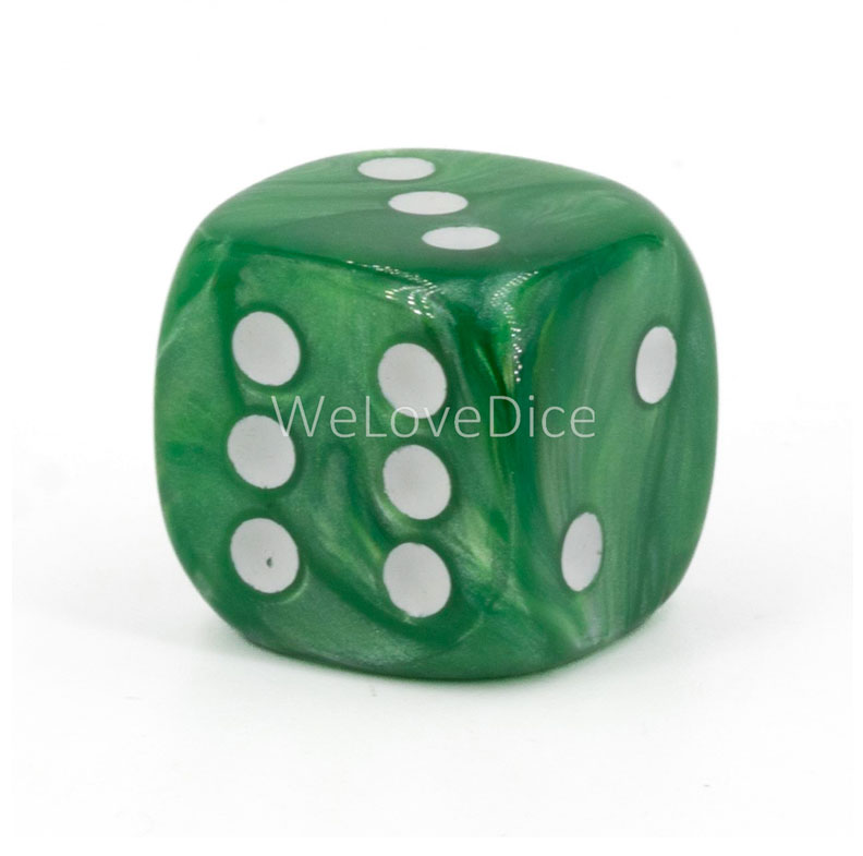 8mm  D6 Dice in green / white Silk