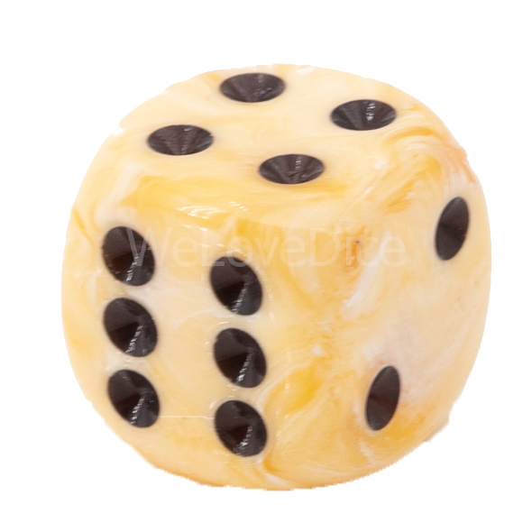 22mm  D6 Dice in ice cream orange / black