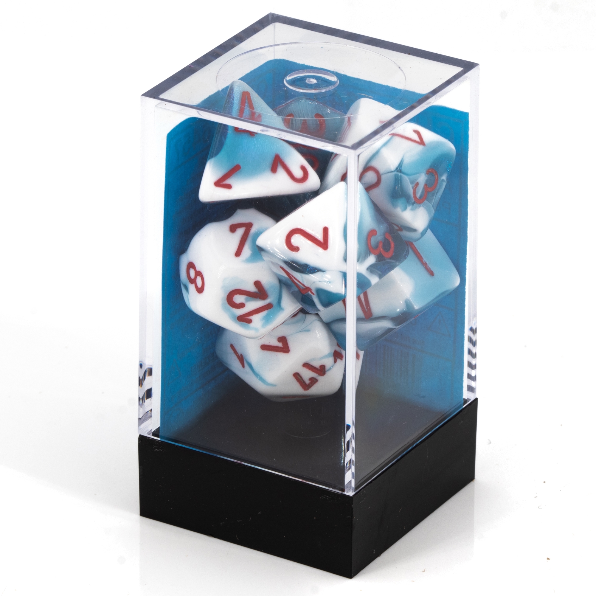 Gemini® Polyhedral Astral Blue-White / red 7-DieSet
