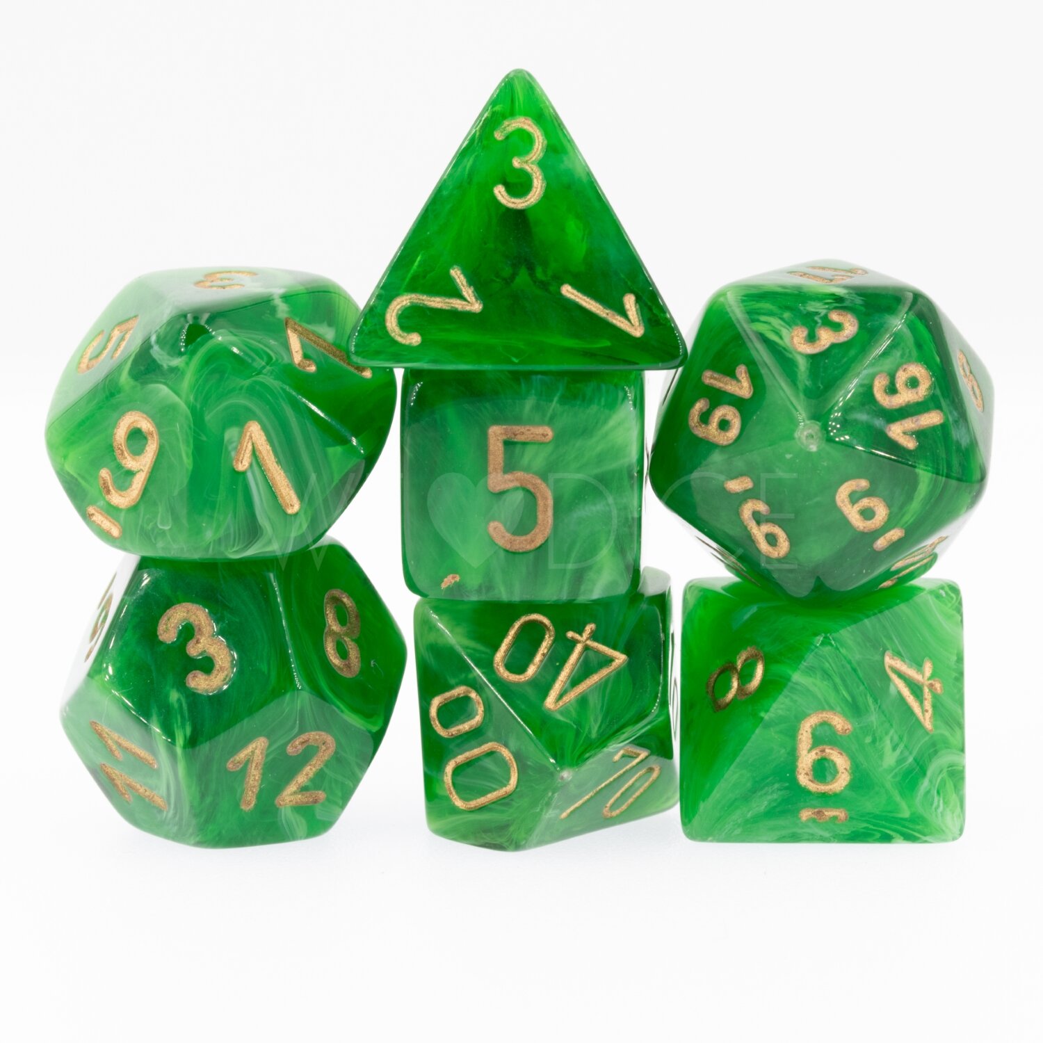 Vortex® Polyhedral Grün / Gold 7-Würfel Set