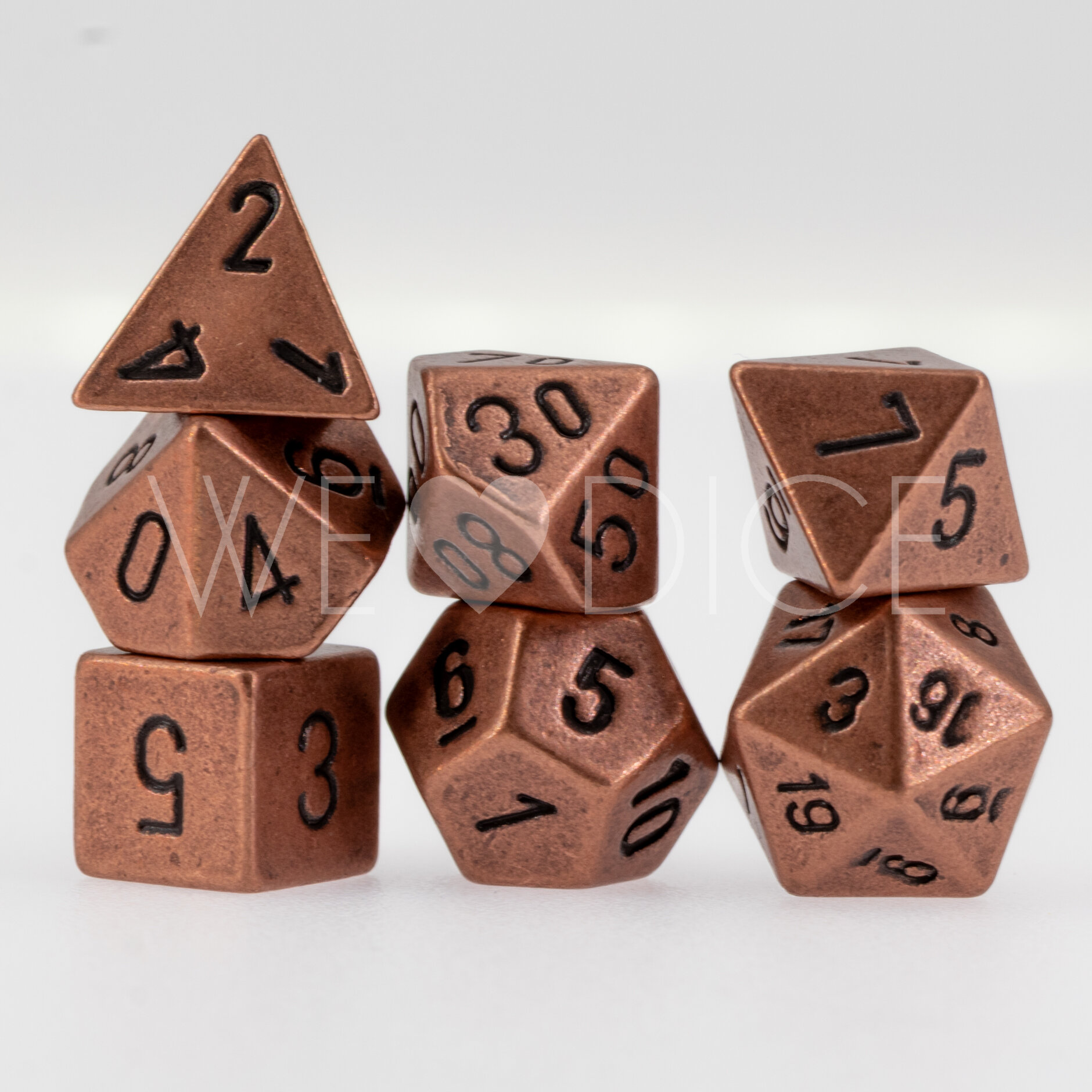 Mini-Metall dice  - Copper - 7  Pcs set