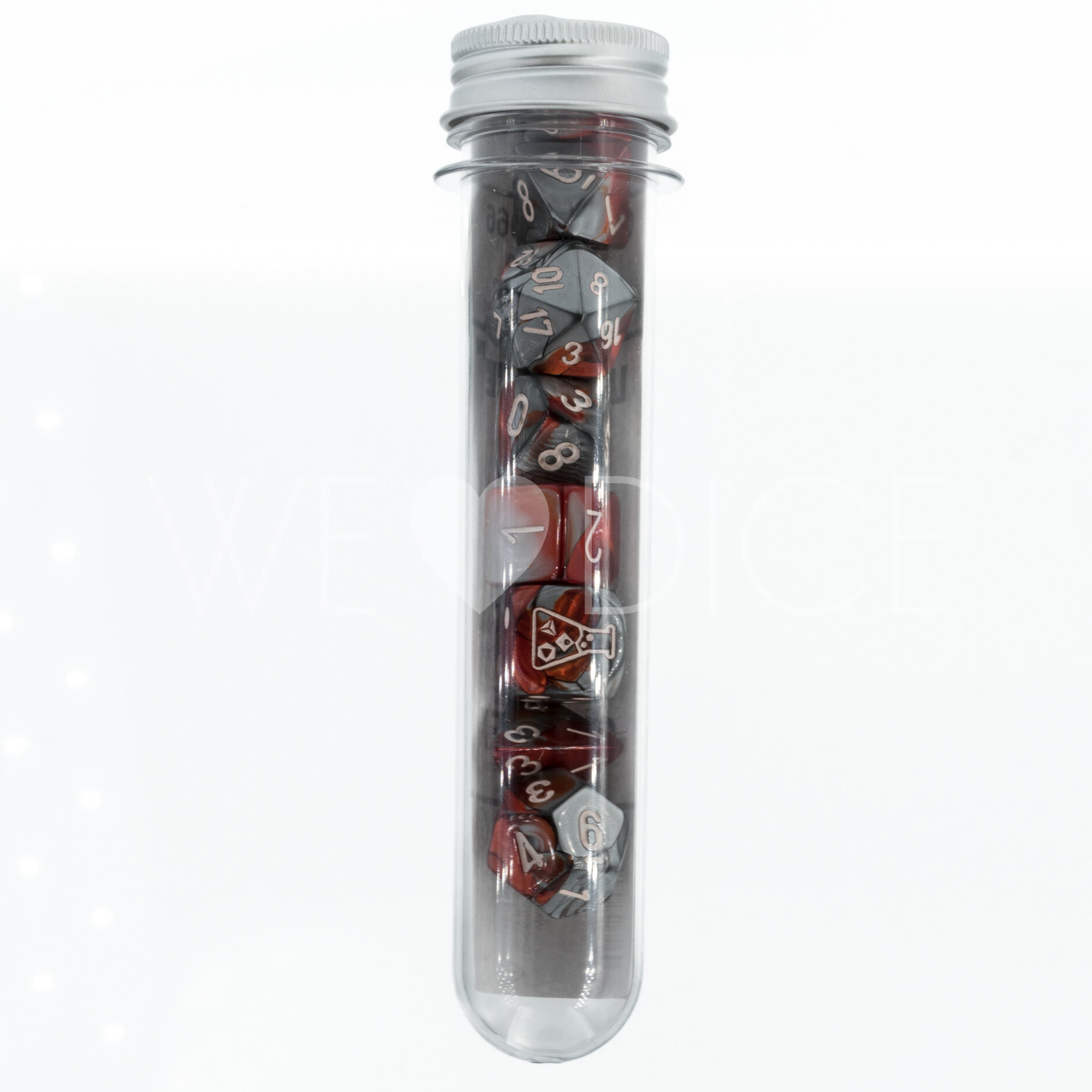 LabDice Gemini® Red-Steel/white  Set 8 Stück