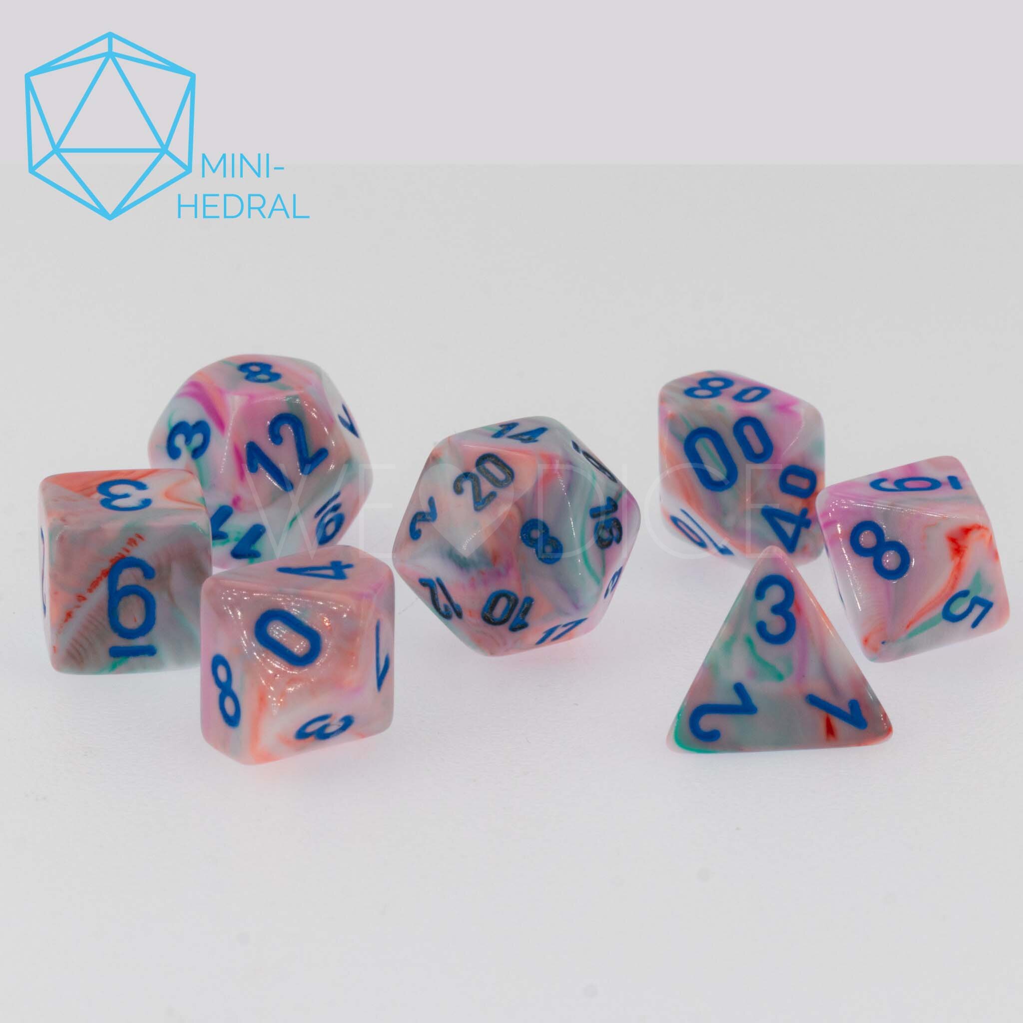 Mini-hedral Festive® Polyhedral Pop Art / blau 7-Würfel Set