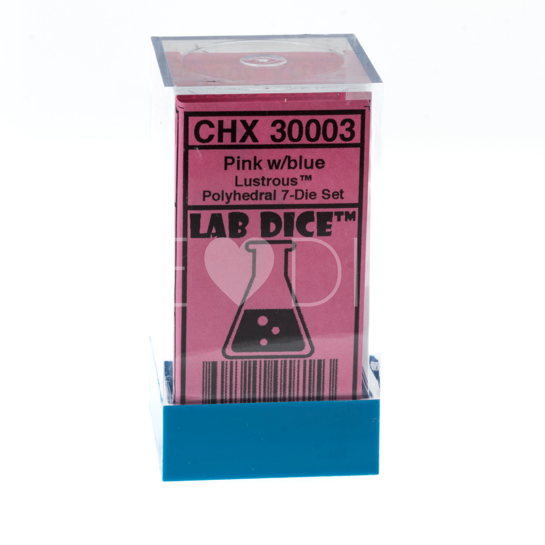 LabDice Lustrous  Lustrous Pink w/blue  Set 7 Stück