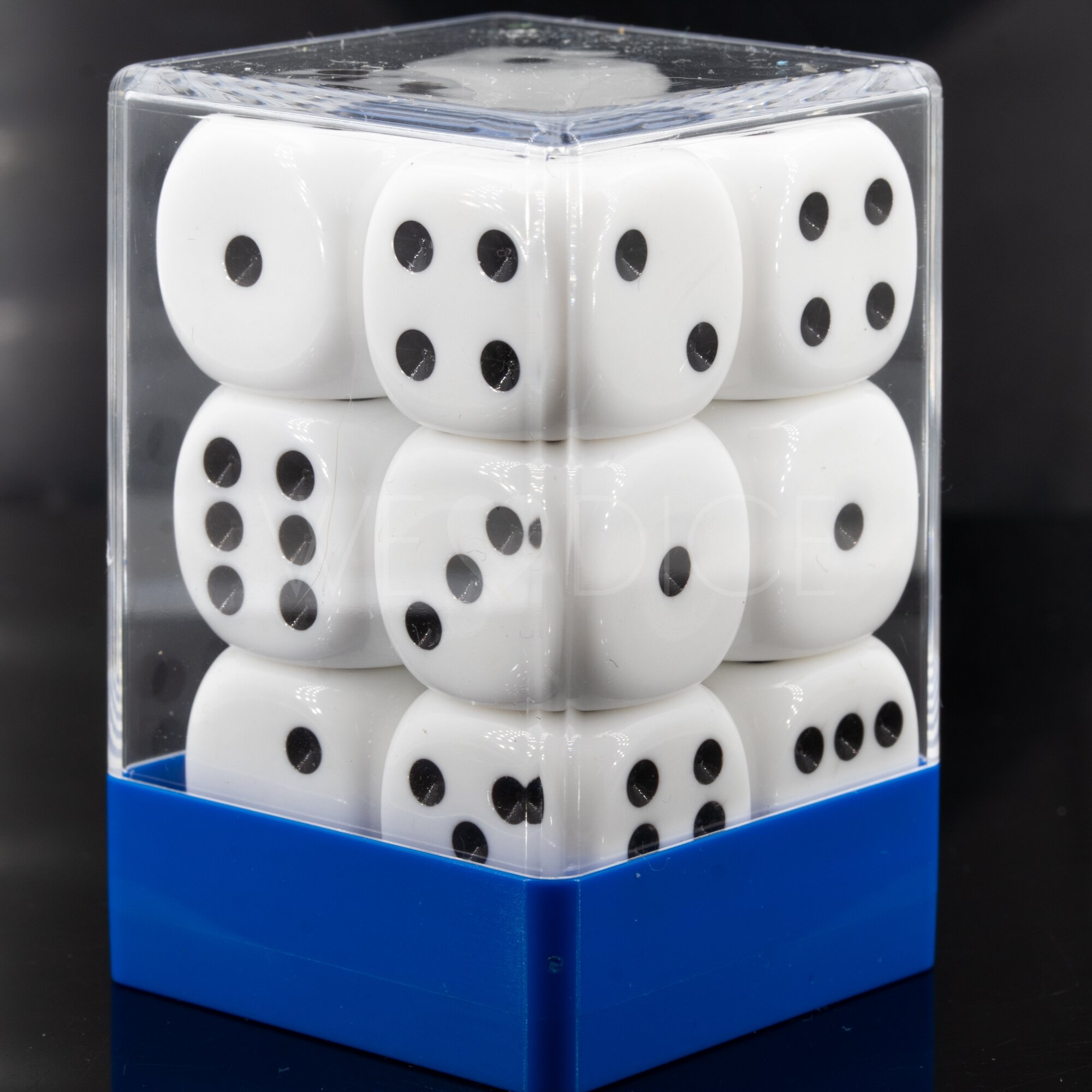 Opaque white / black 18mm D6 Dice Set  (12 Pcs)