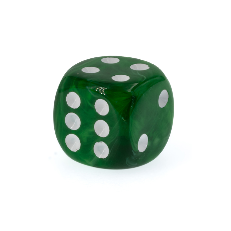 14mm  D6 Dice in green / marbled Marbled