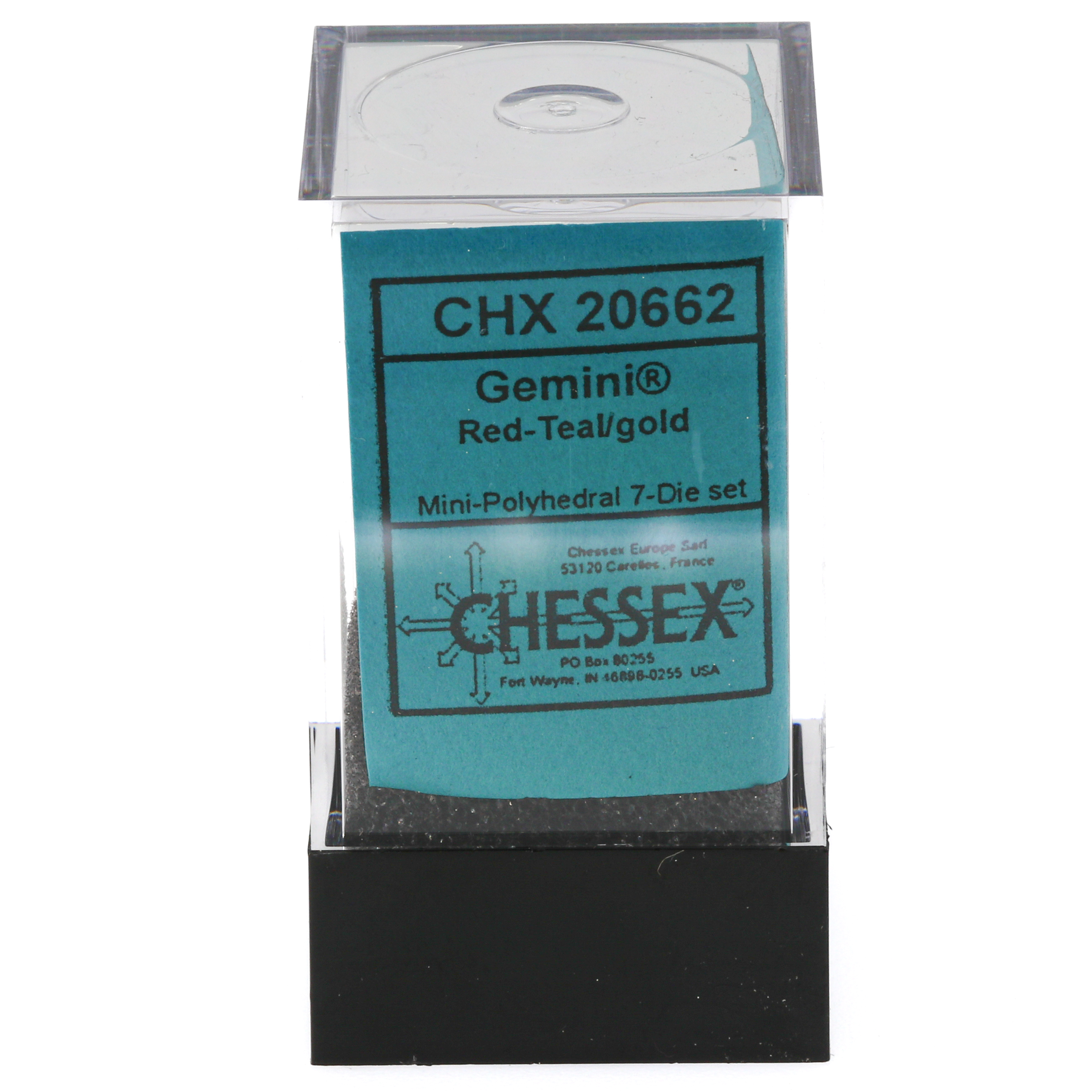 Gemini® Mini-hedral Polyhedral Red-Teal with gold 7-DieSet