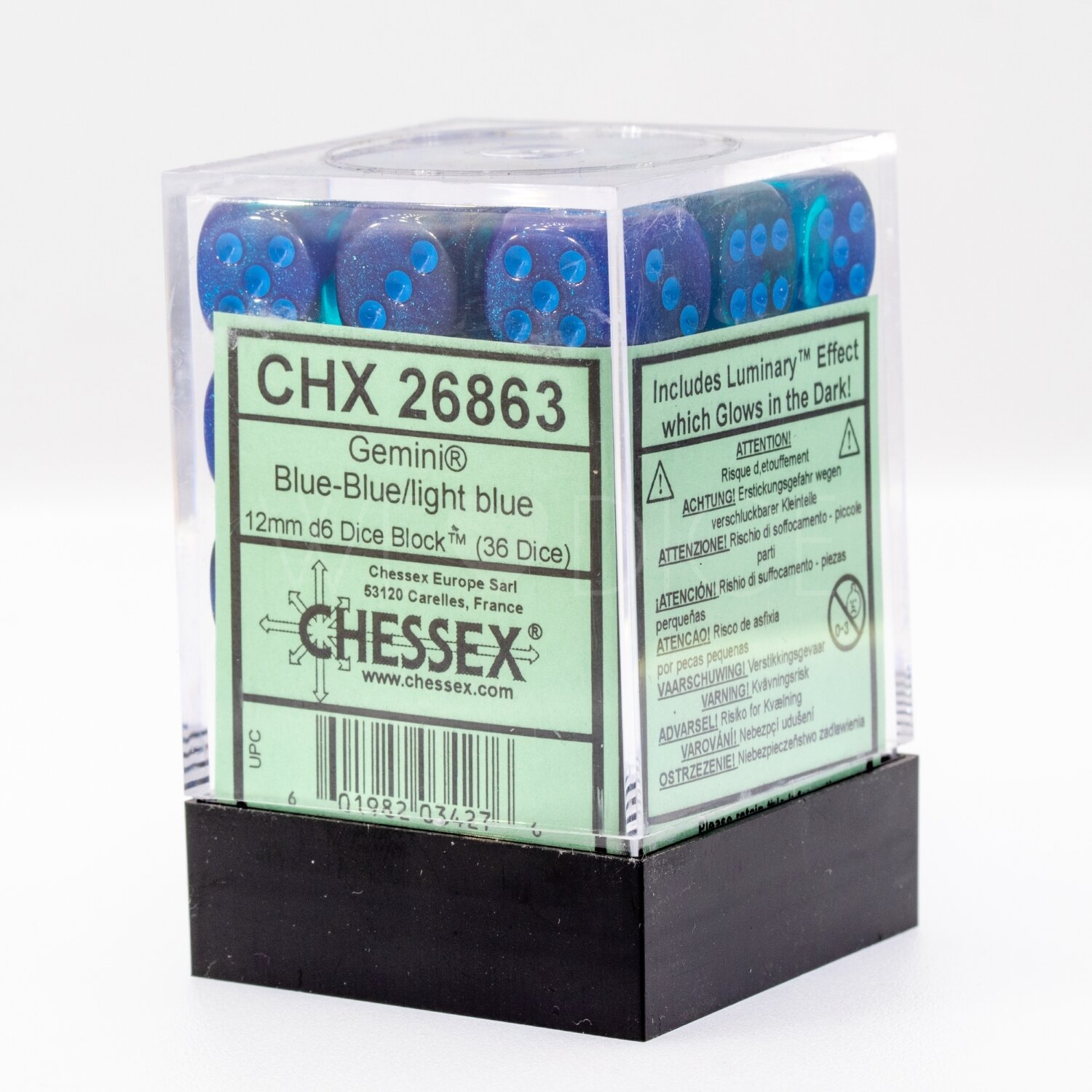 Gemini® Blau-Blau / hellblau 12mm W6 Würfel Set (36 Würfel)