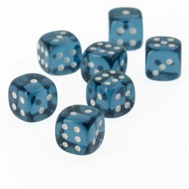 5mm W6 Würfel in petrol transparent / weiß