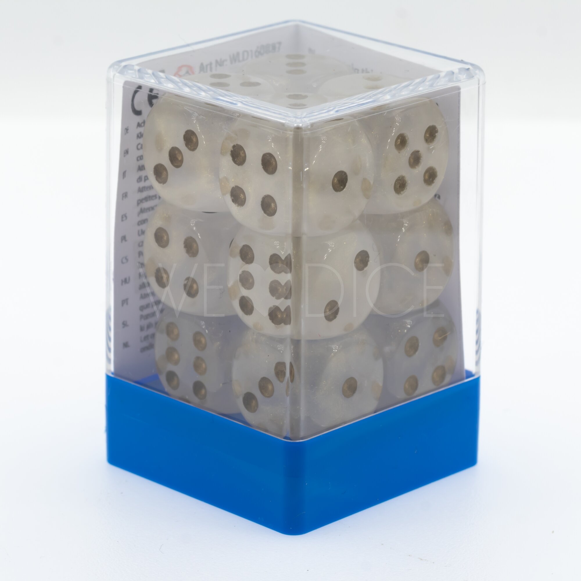 Translucent gold dust / gold 16mm D6 Dice Set  (12Pcs)