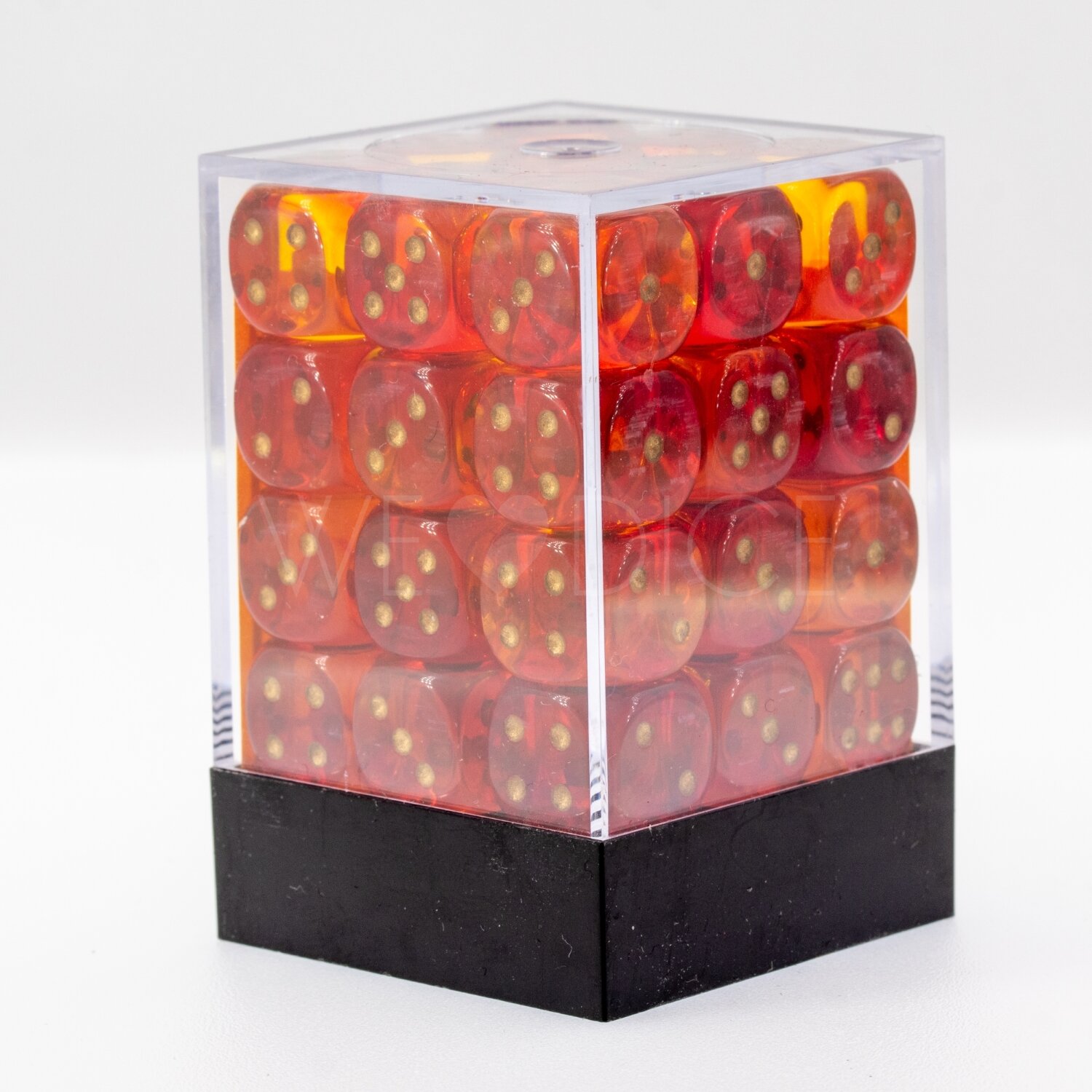 Gemini®, Transparent Rot-Gelb / gold 12mm W6 Würfel Set (36 Würfel)