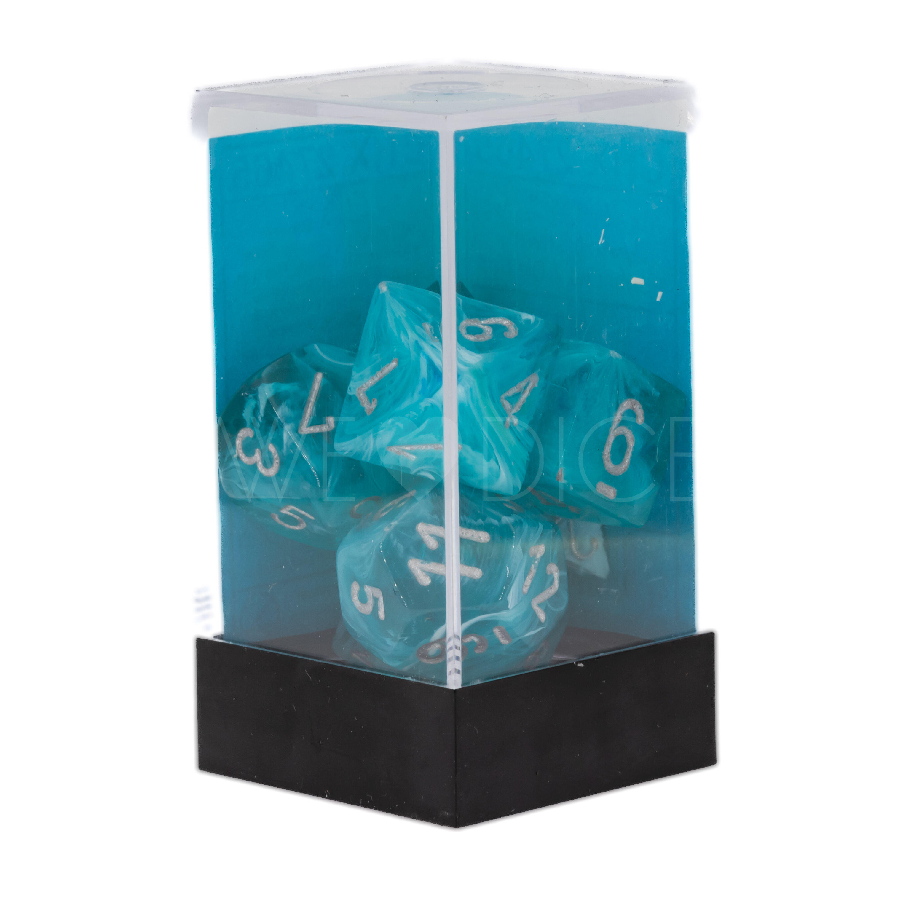 Cirrus®  Polyhedral Aqua / silber 7-Würfel Set