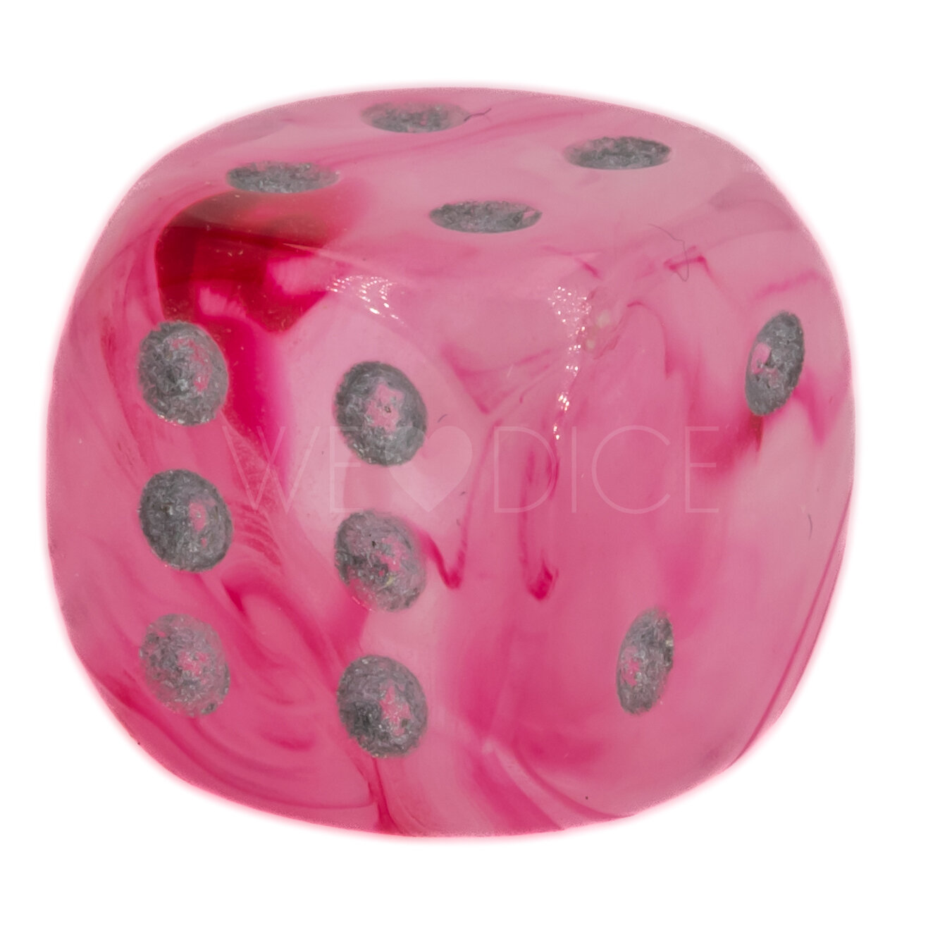 Ghostly Glow™ pink / silber 12mm W6 Würfel mit Punkten (1 Stück)