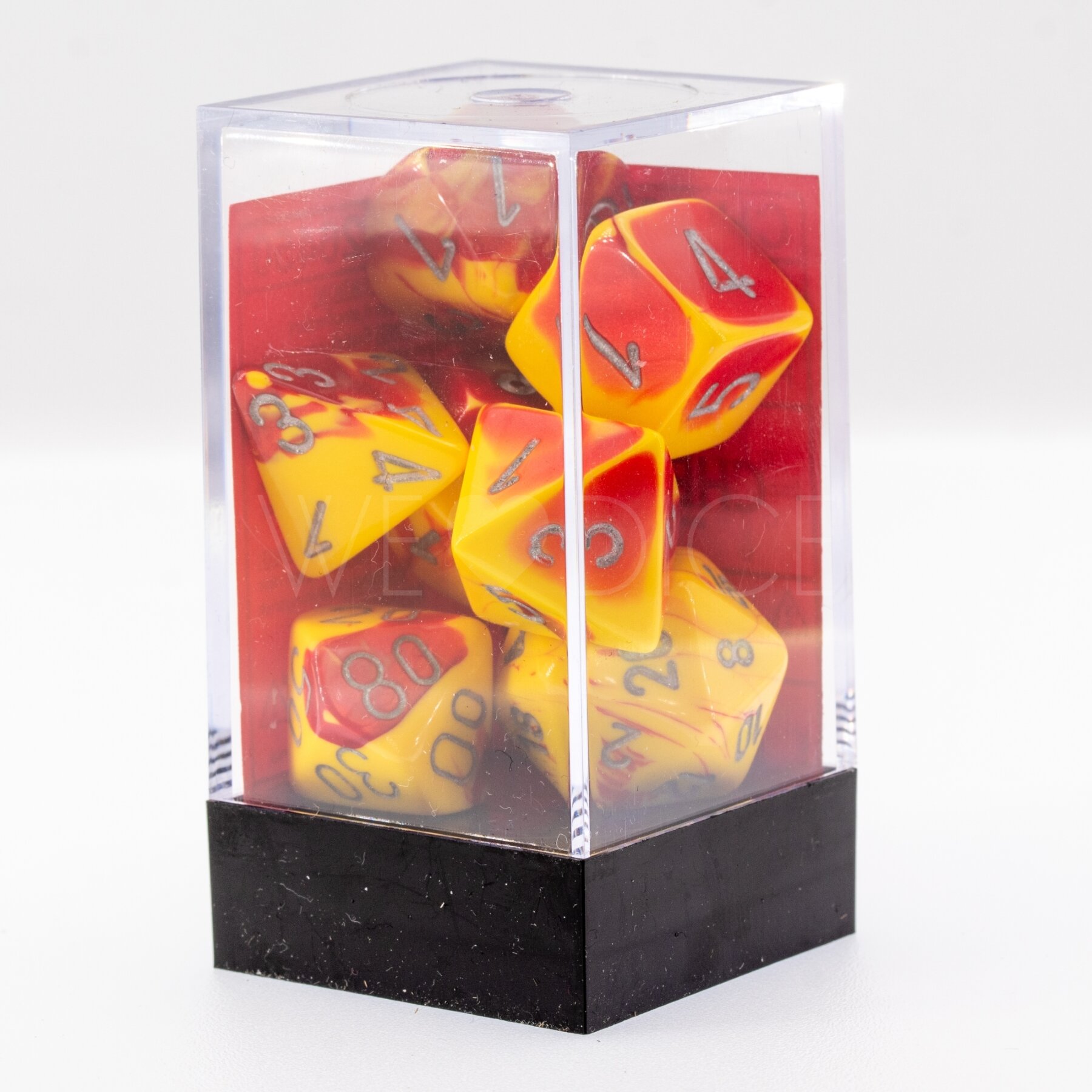 Gemini® Polyhedral Rot-Gelb / silber 7-Würfel Set