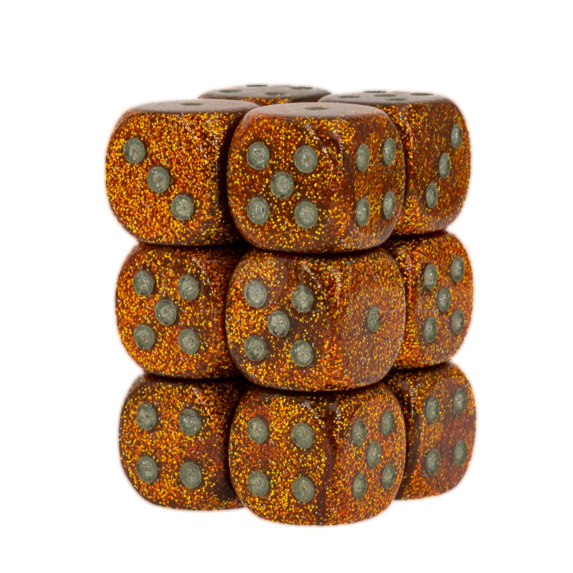 Glitter Gold / silber 16mm W6 Würfel Set (12 Würfel)