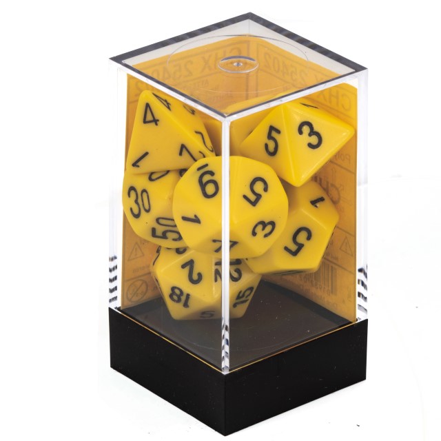 Satt Polyhedral gelb / schwarz 7-Würfel Set