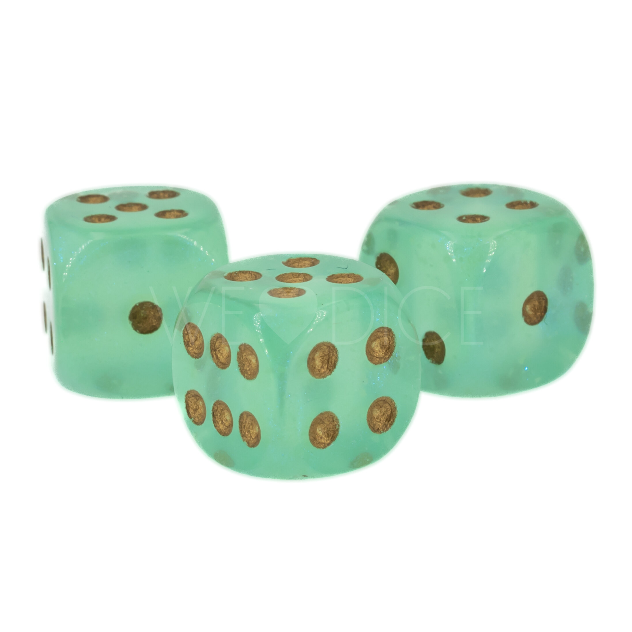 Borealis® hellgrün / gold 12mm W6 Würfel mit Punkten (1 Stück)