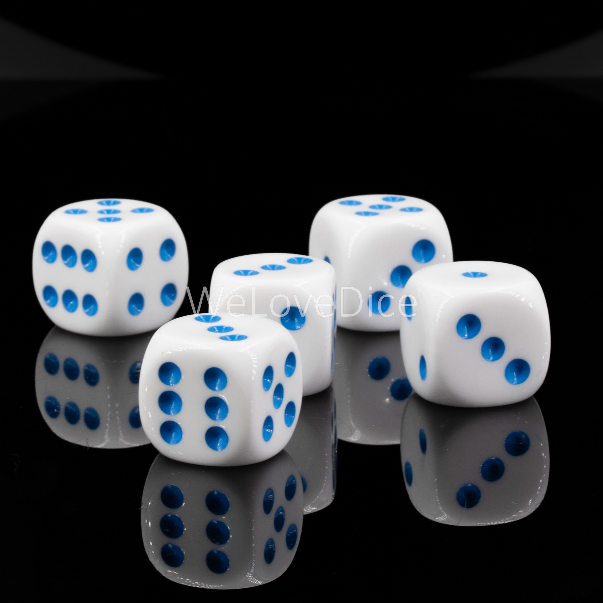 25mm W6 Würfel in weiss / blau