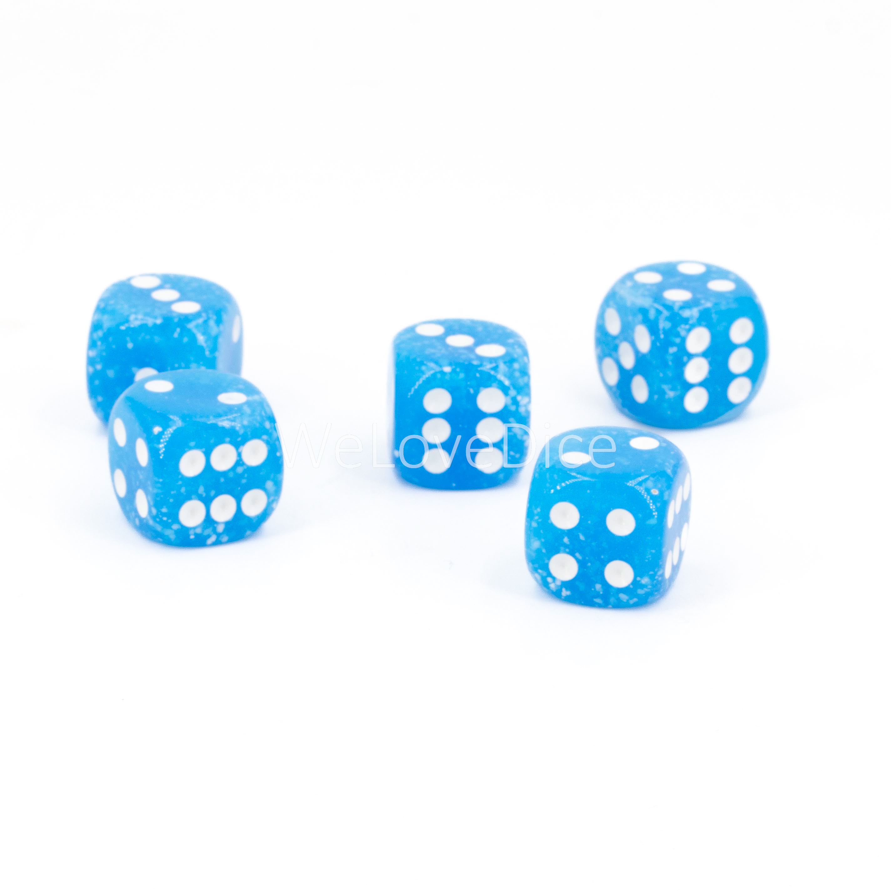 16mm W6 Würfel in türkis weiß / weiß