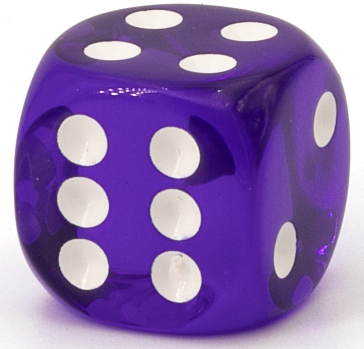 30mm W6 Würfel in lila / weiß