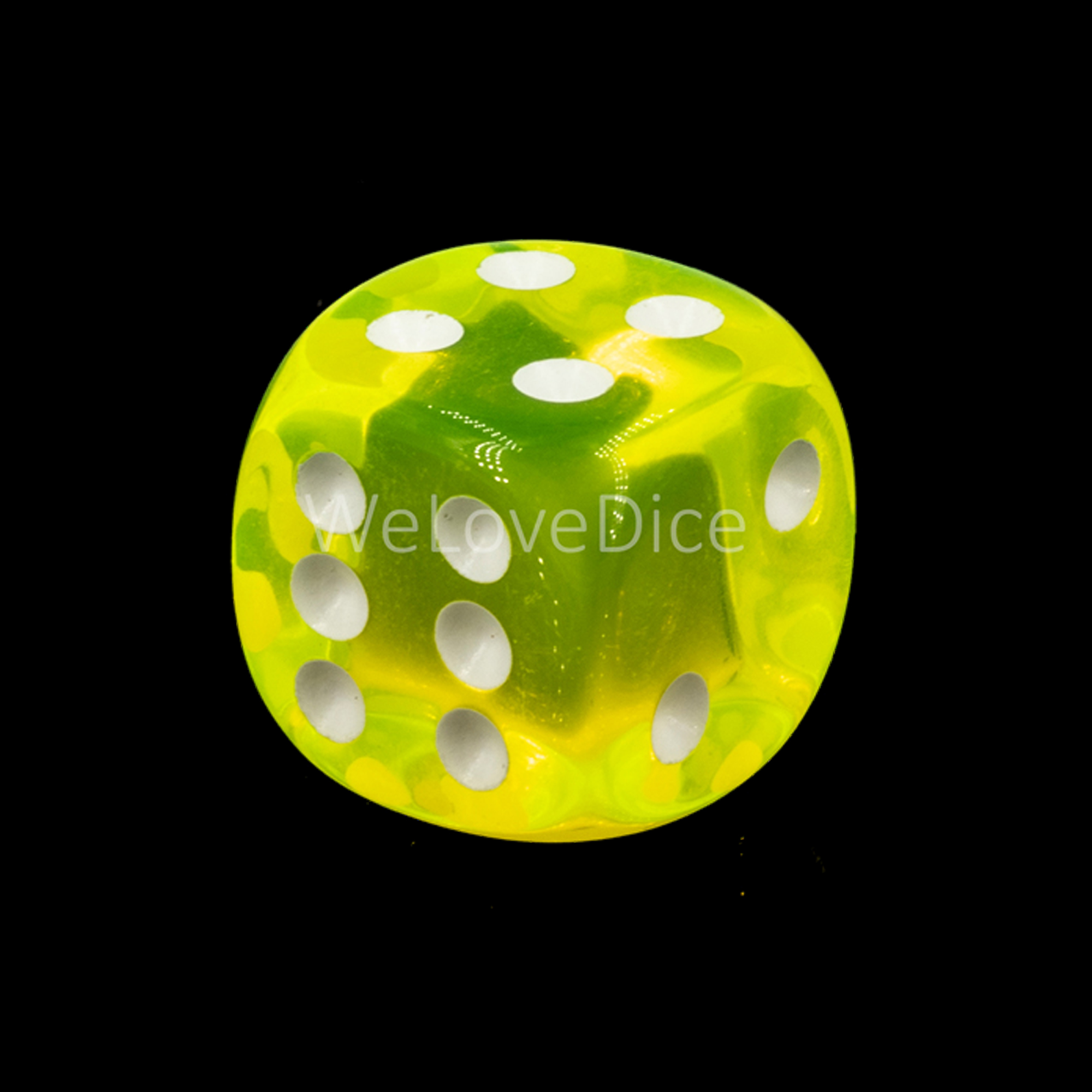 16mm W6 Würfel in neon gelb / weiß