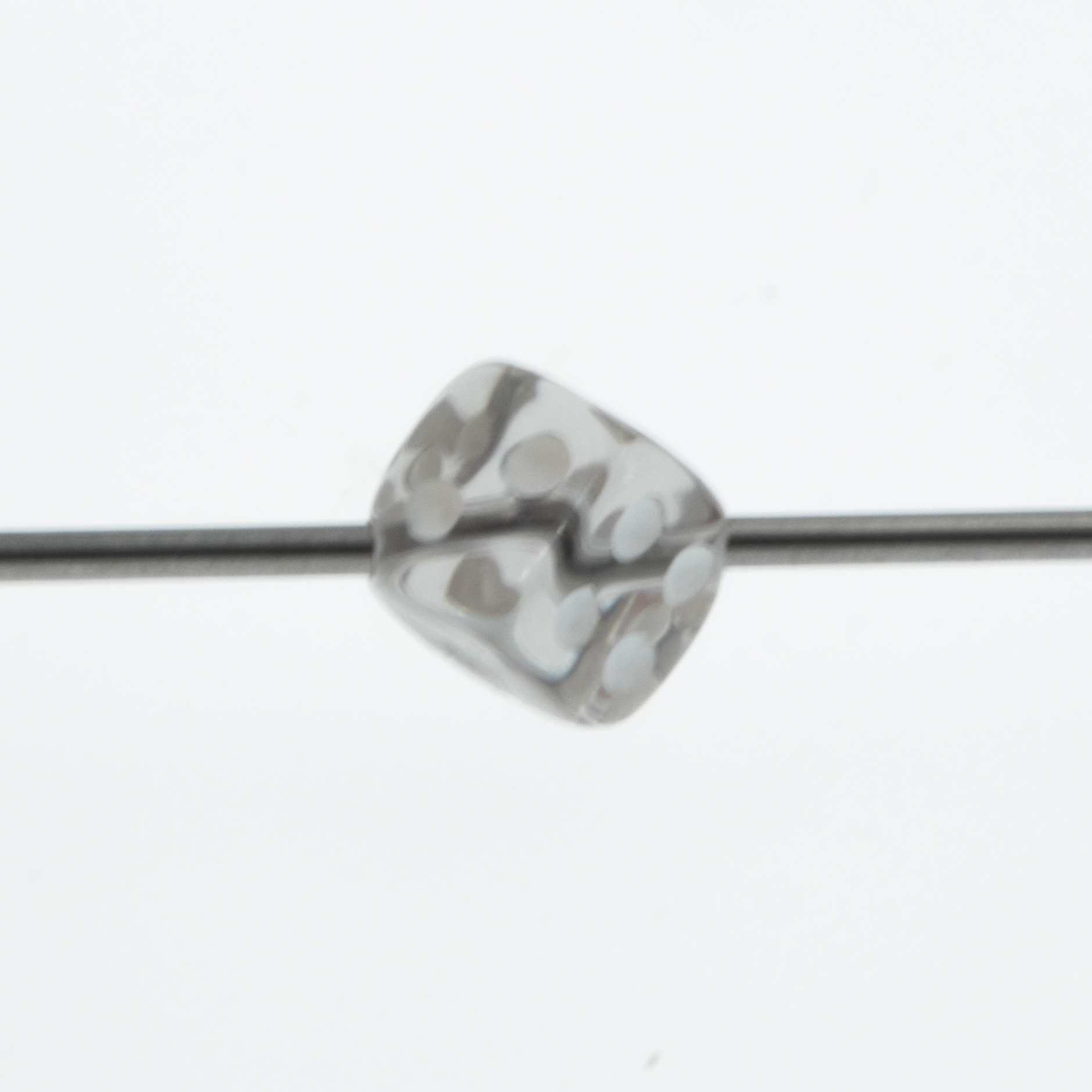  5mm Dice bead - grey / white Translucent, in