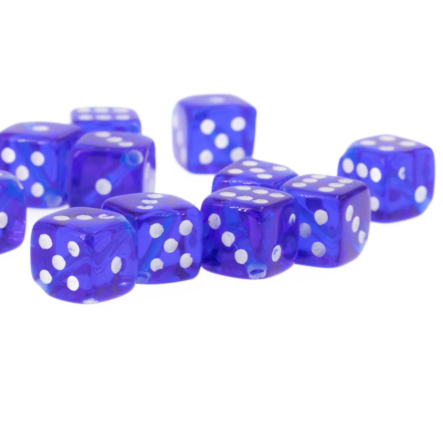  8mm Dice bead - dark blue / white Translucent, in