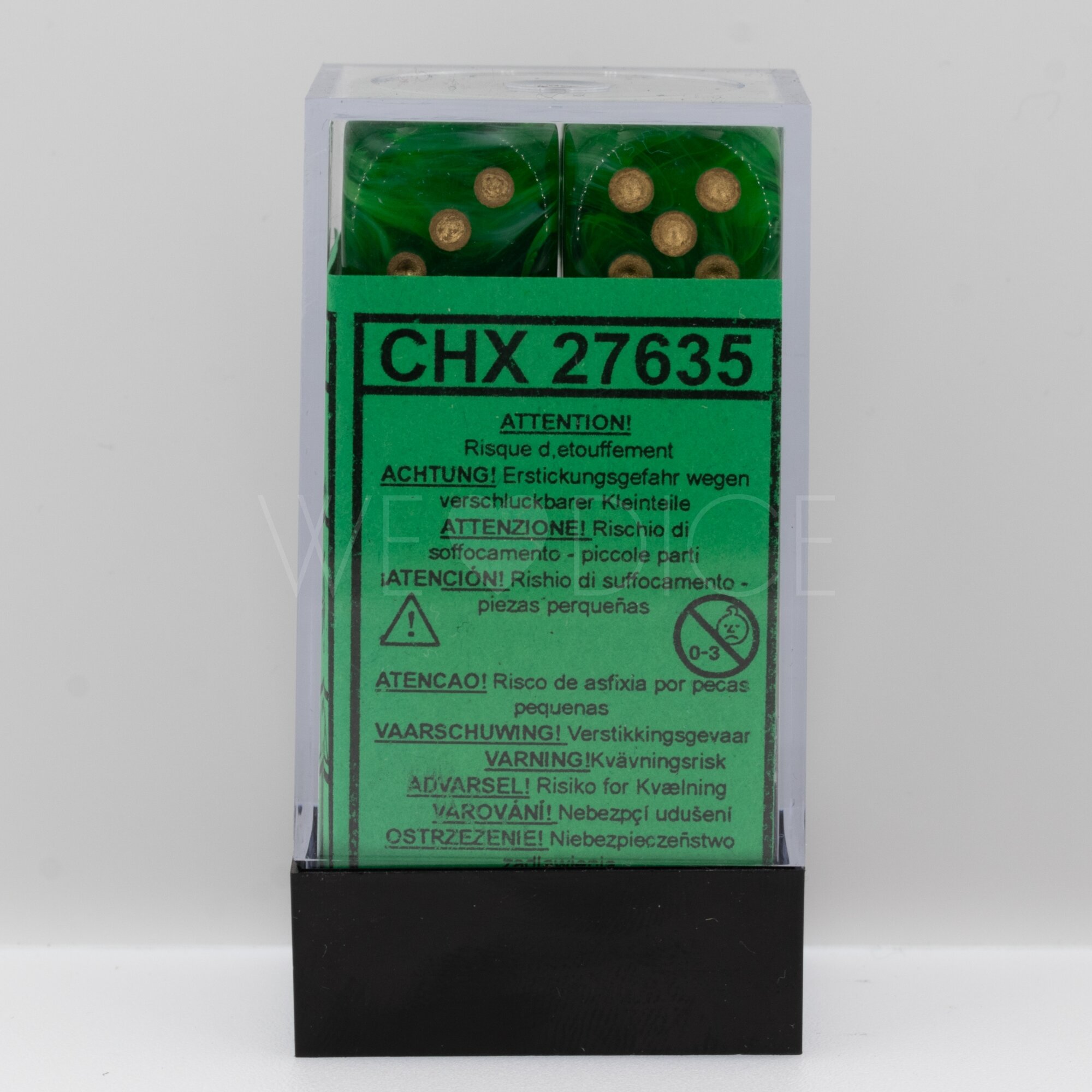 Vortex® Grün / Gold 16mm W6 Würfel Set (12 Würfel)