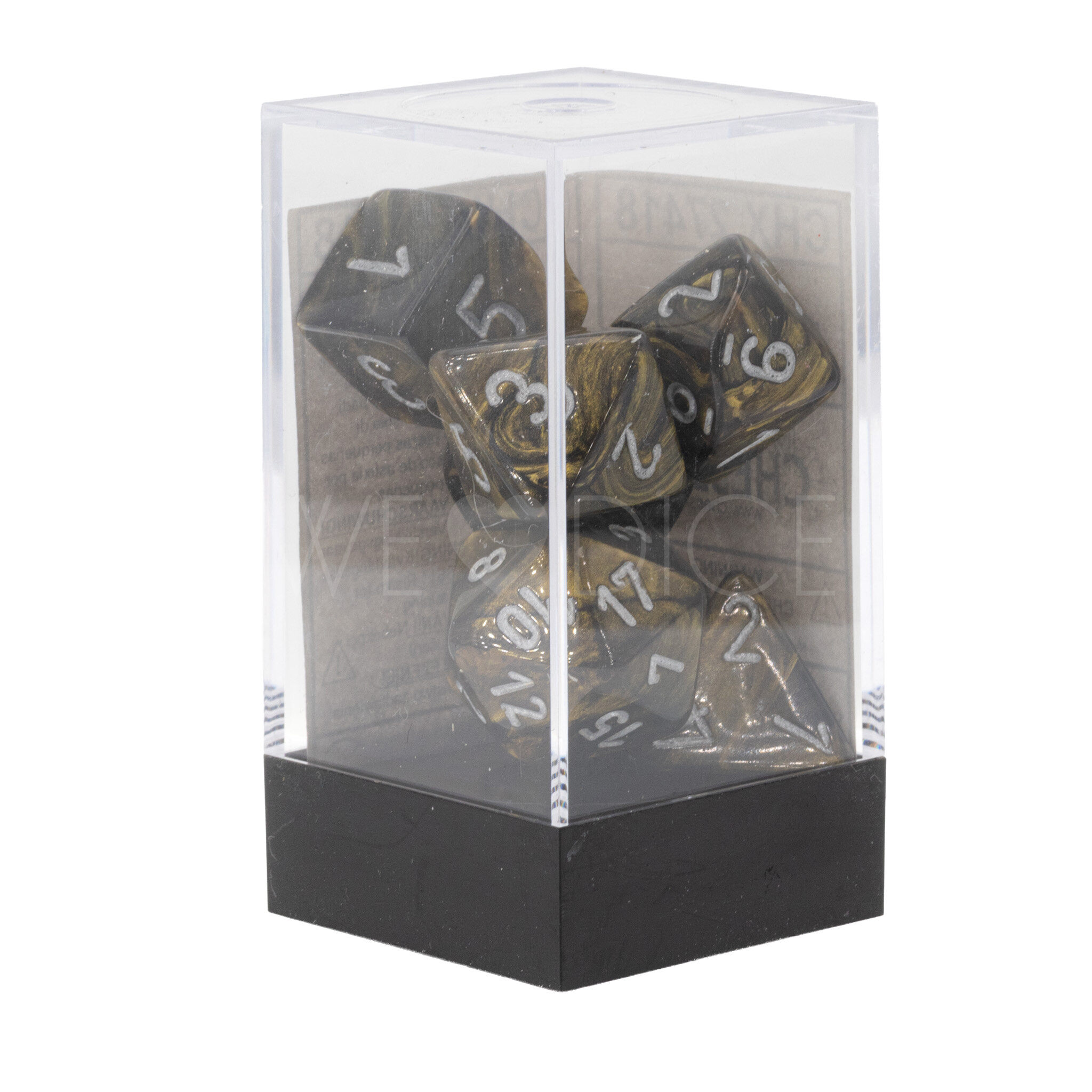 Seide, Leaf™ Polyhedral Black Gold 7-Würfel Set