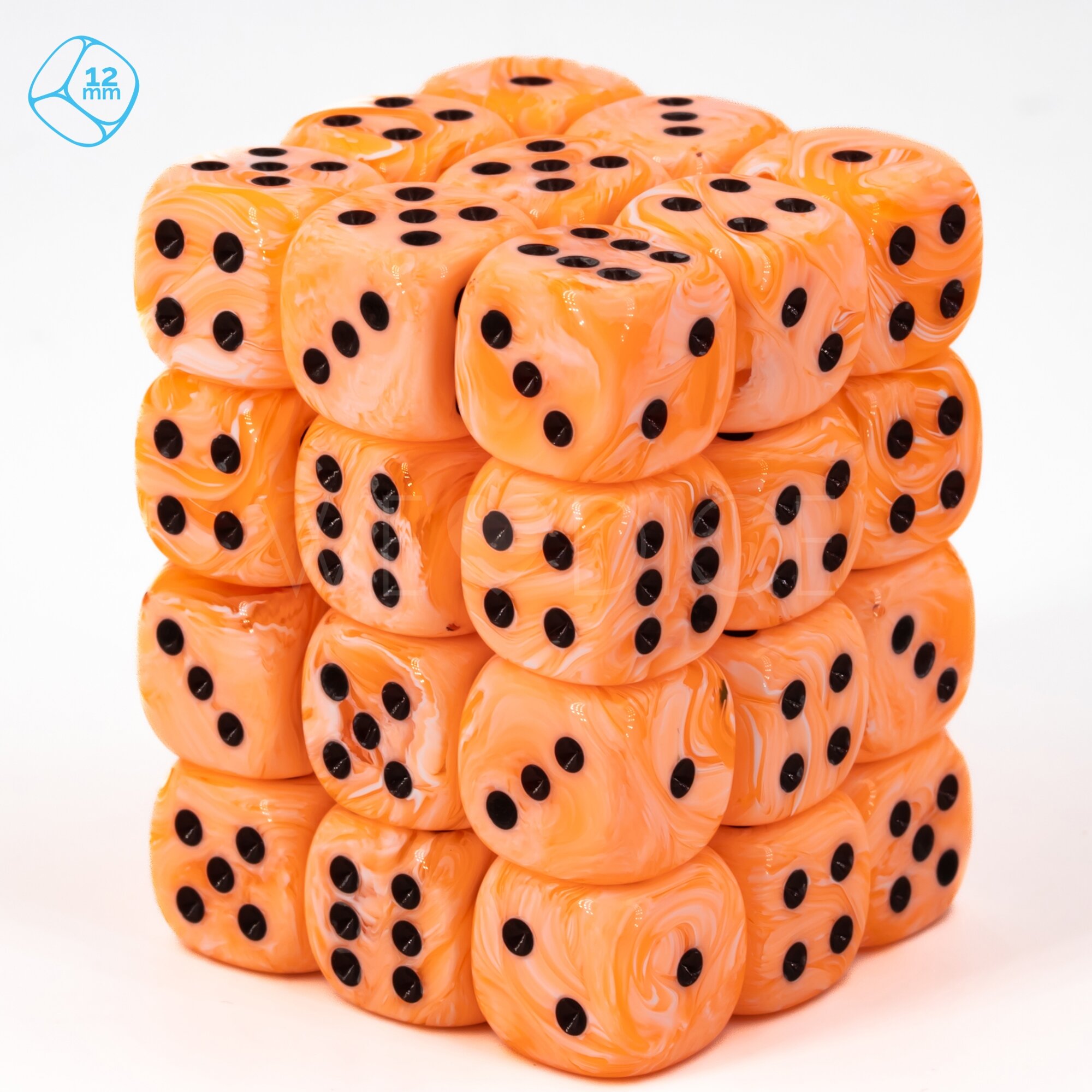 Ice Cream orange / schwarz 12mm W6 Set (36 Stück)