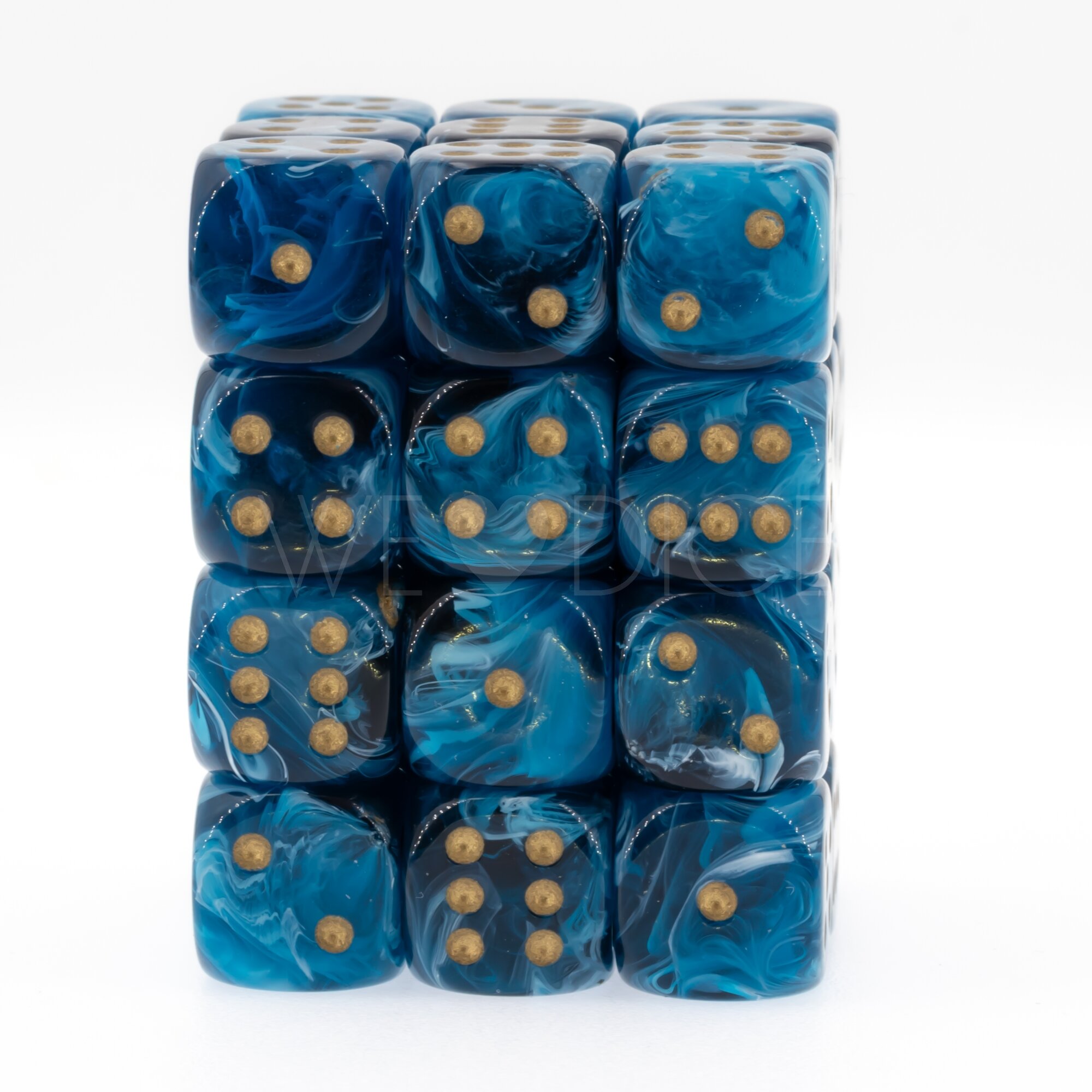 Maro midnight blue / gold 12mm D6 Dice Set  (36Pcs)