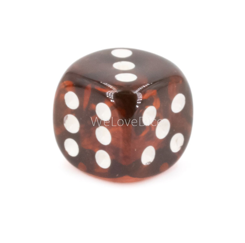16mm  D6 Dice in tortoise brown / white